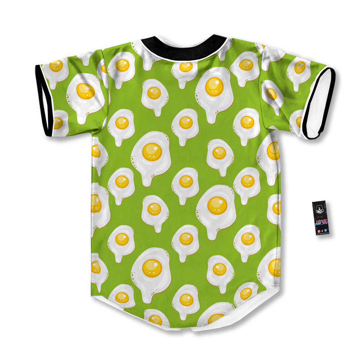 Fried Eggs Lime Green Print Pattern Baseball Jersey-grizzshop