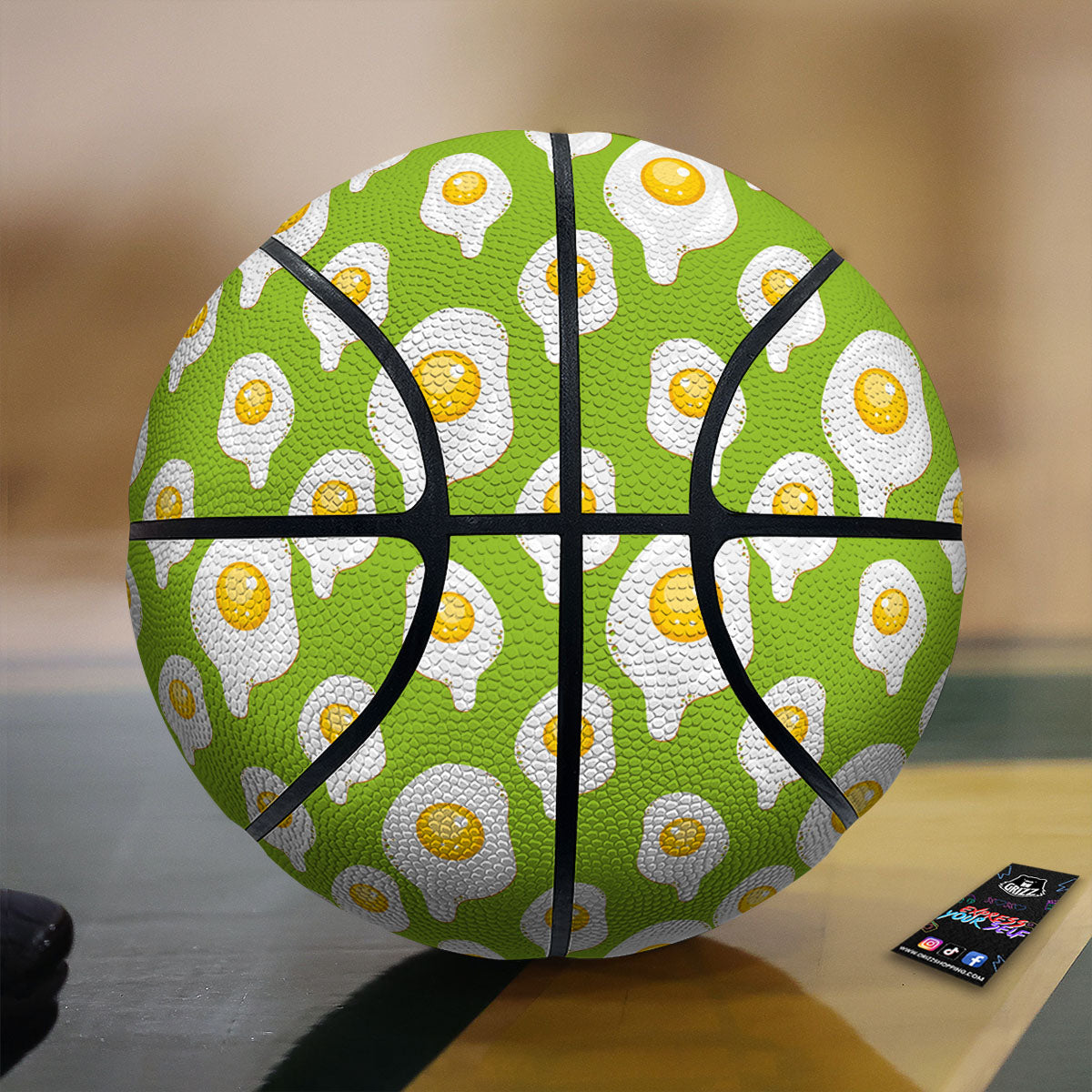 Fried Eggs Lime Green Print Pattern Basketball-grizzshop