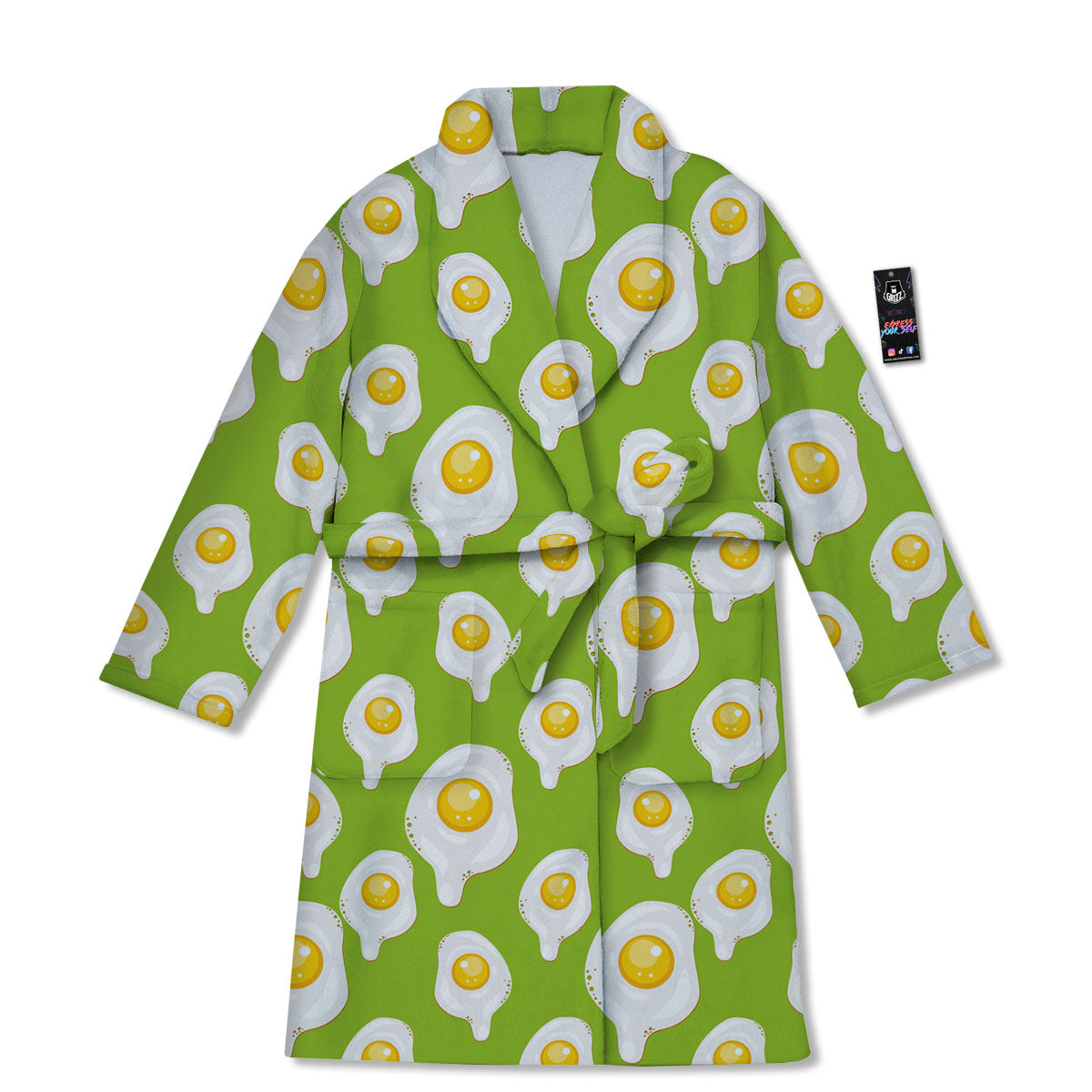 Fried Eggs Lime Green Print Pattern Bathrobe-grizzshop