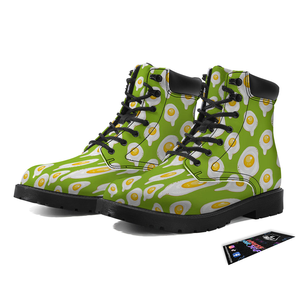Fried Eggs Lime Green Print Pattern Boots-grizzshop
