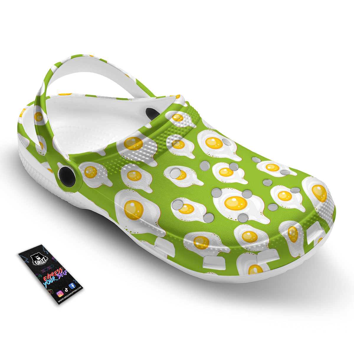 Fried Eggs Lime Green Print Pattern Clog-grizzshop