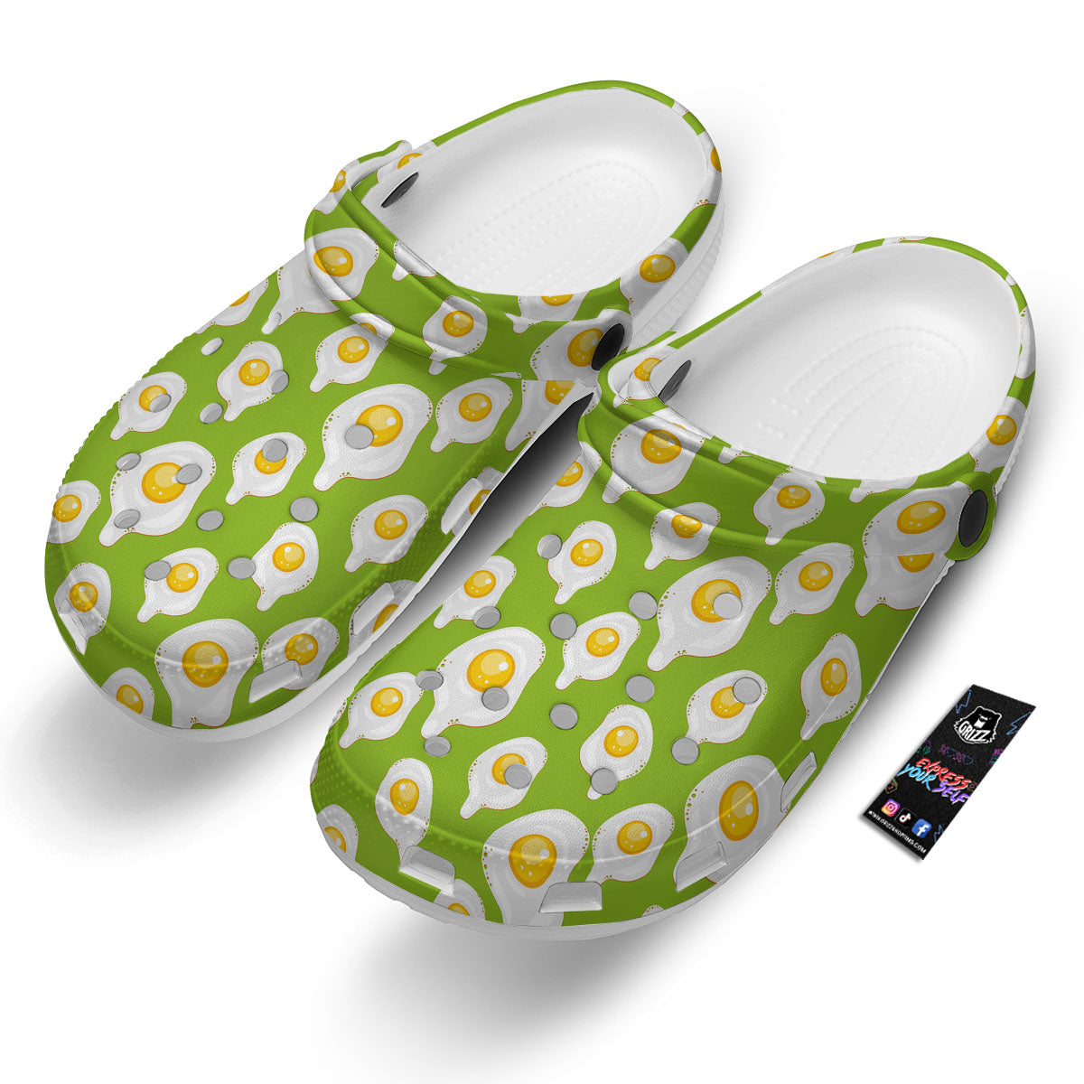 Fried Eggs Lime Green Print Pattern Clog-grizzshop