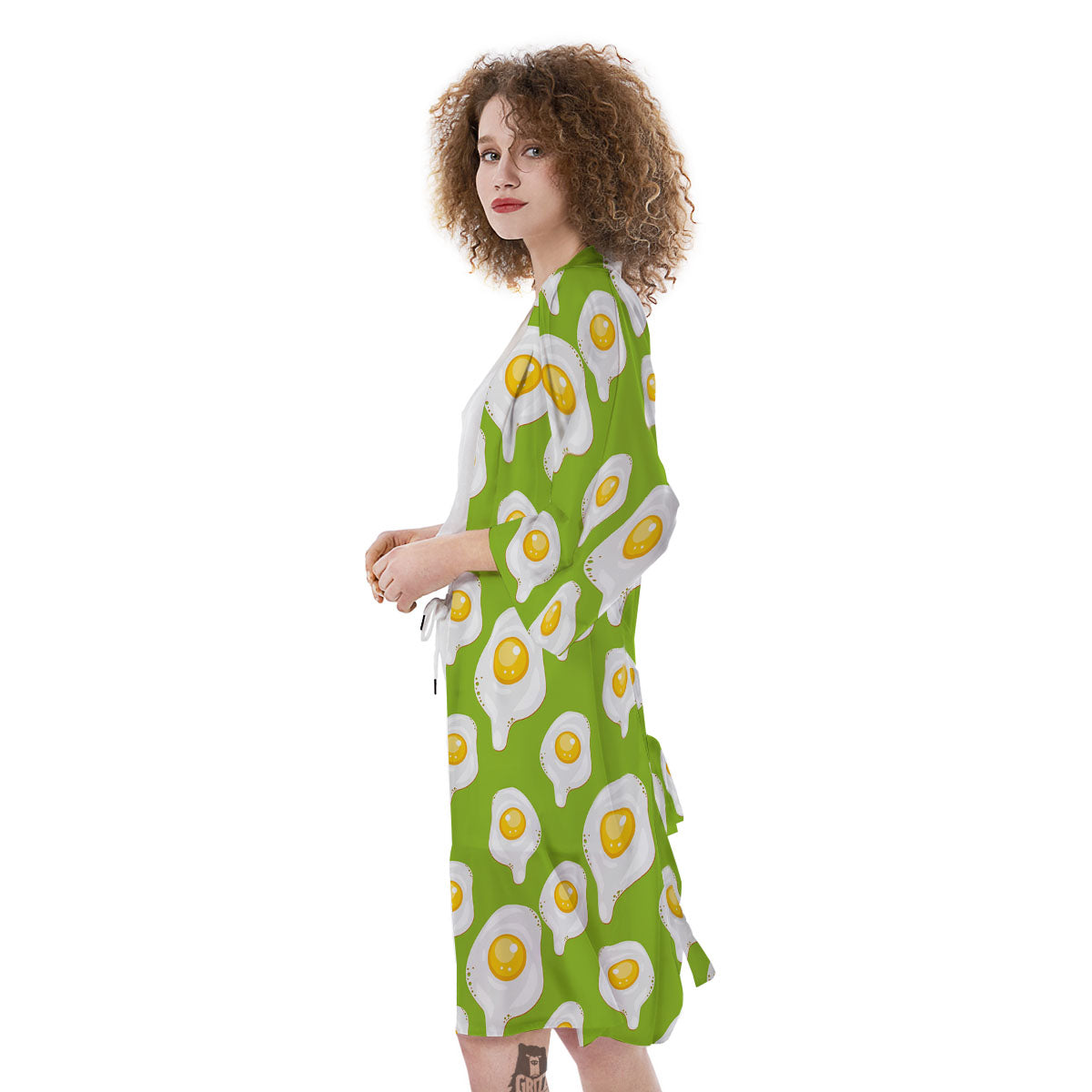 Fried Eggs Lime Green Print Pattern Kimono-grizzshop