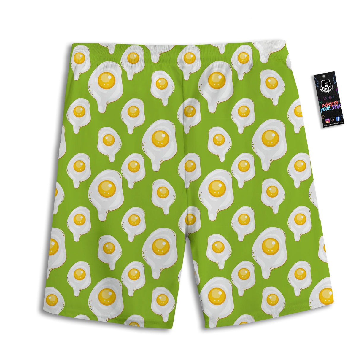 Fried Eggs Lime Green Print Pattern Men's Athletic Shorts
