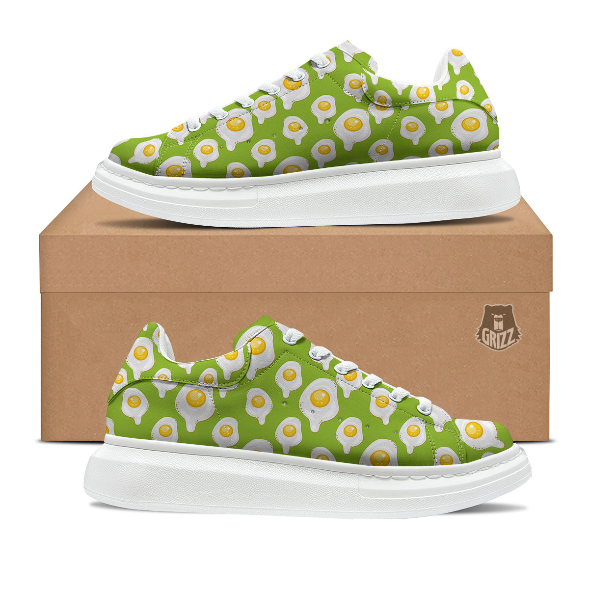 Fried Eggs Lime Green Print Pattern Platform Shoes-grizzshop