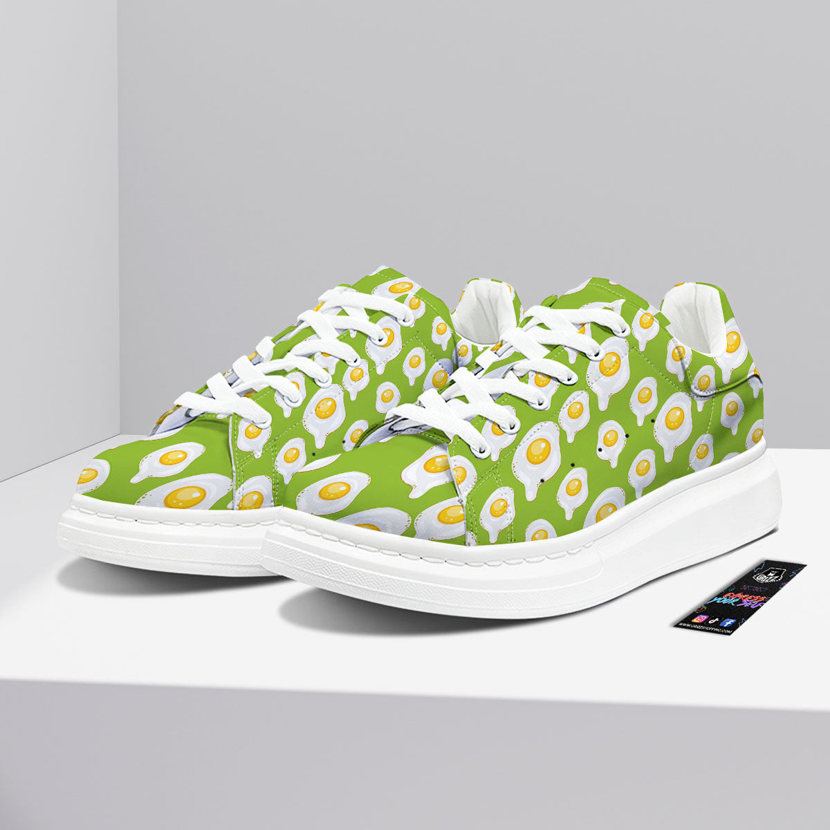 Fried Eggs Lime Green Print Pattern Platform Shoes-grizzshop