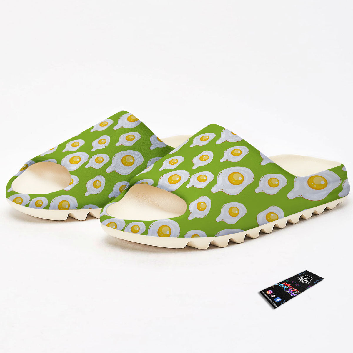 Fried Eggs Lime Green Print Pattern Sandals-grizzshop