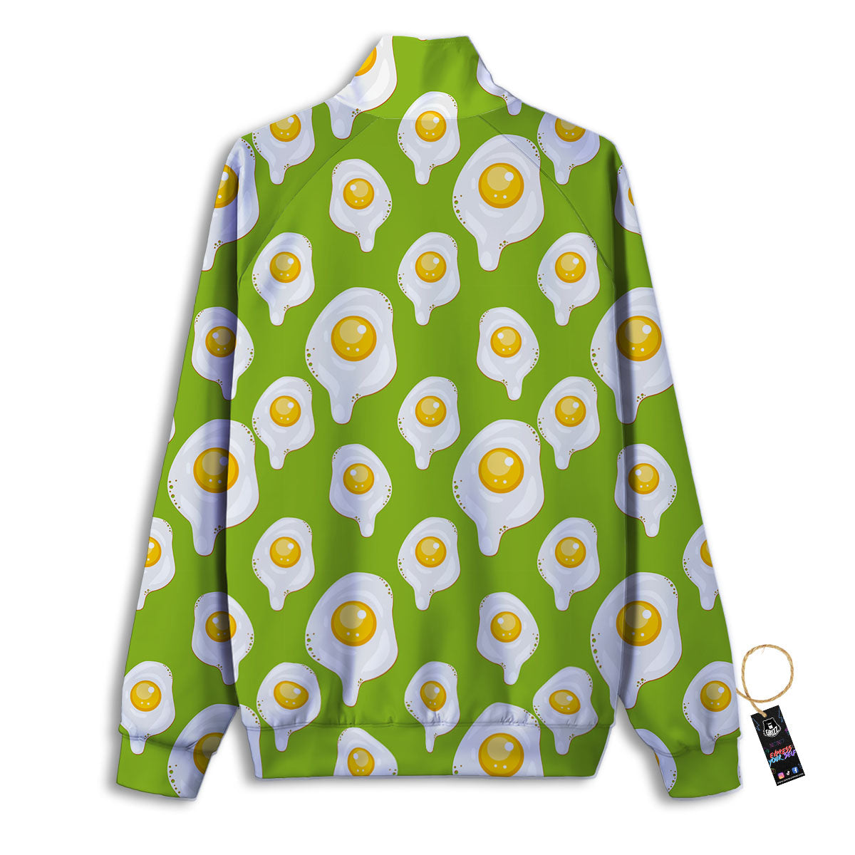 Fried Eggs Lime Green Print Pattern Track Jacket-grizzshop