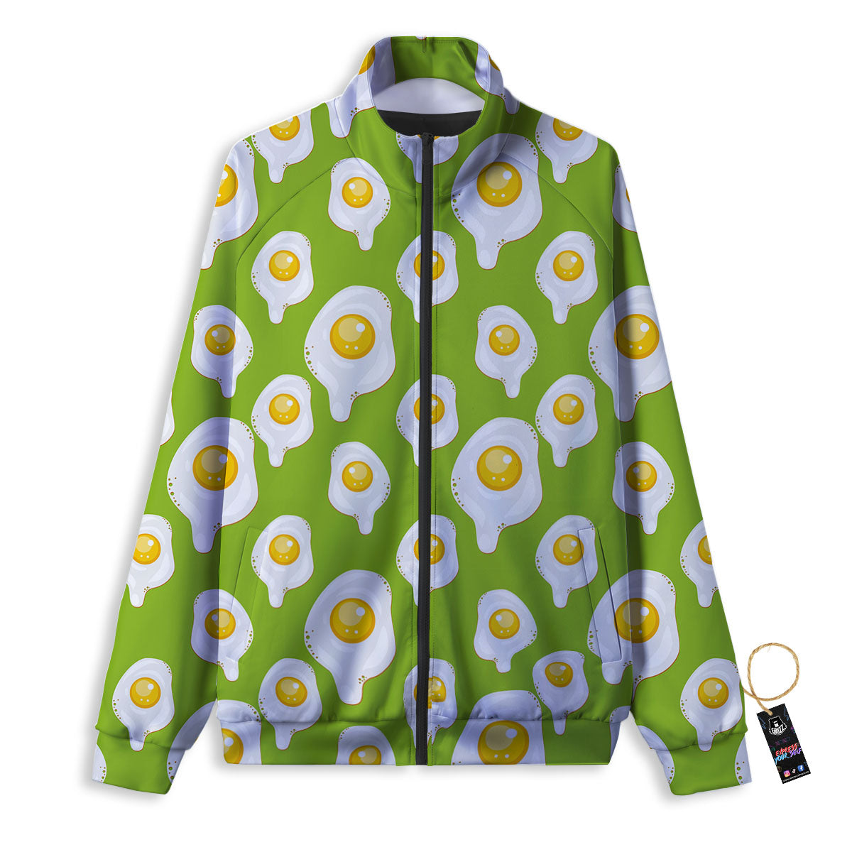 Fried Eggs Lime Green Print Pattern Track Jacket-grizzshop