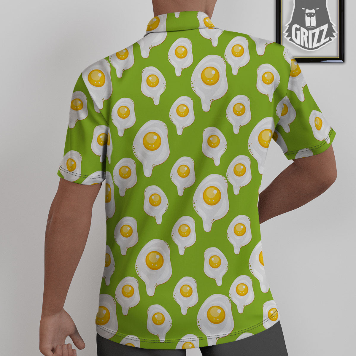 Fried Eggs Lime Green Print Pattern Untucked Shirts-grizzshop