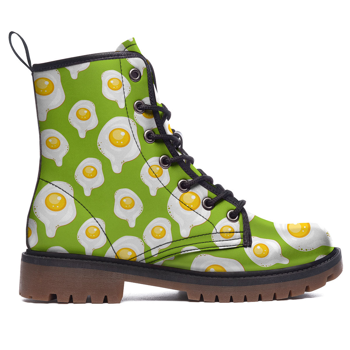 Fried Eggs Lime Green Print Pattern Work Boots-grizzshop