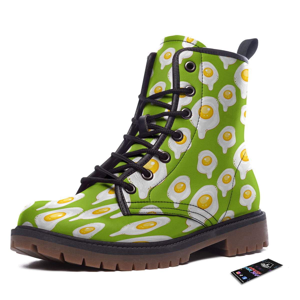 Fried Eggs Lime Green Print Pattern Work Boots-grizzshop