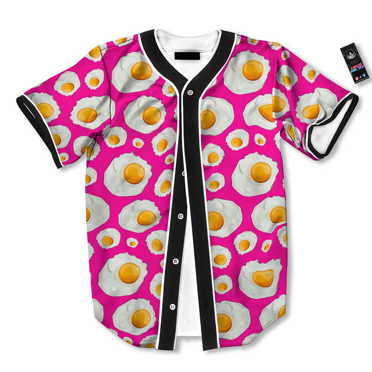Fried Eggs Pink Print Pattern Baseball Jersey-grizzshop