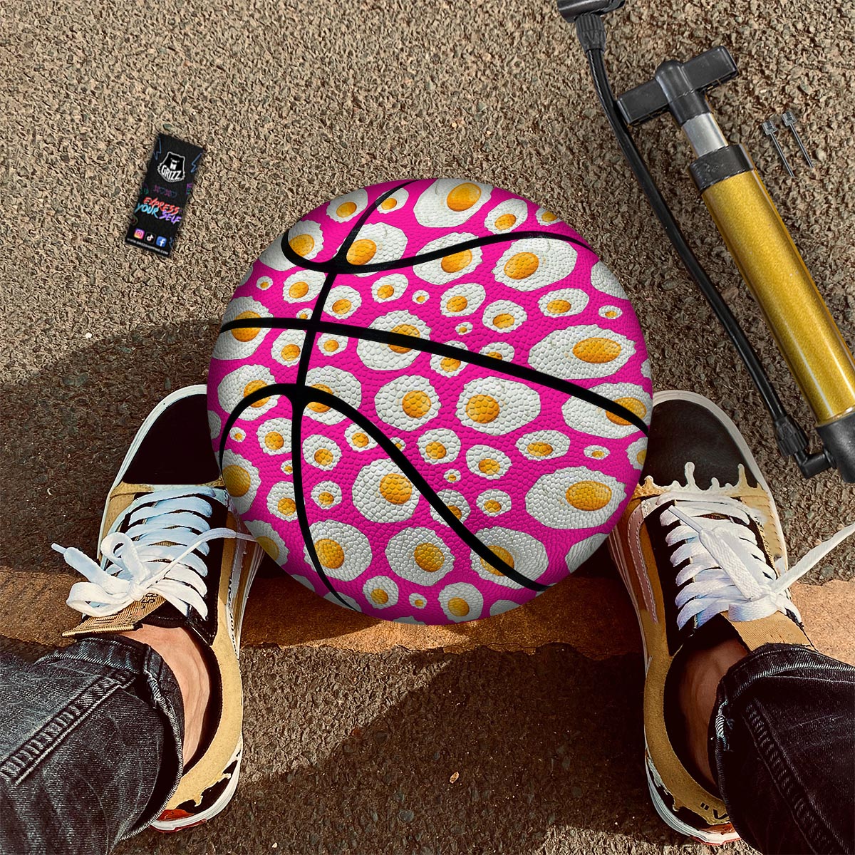 Fried Eggs Pink Print Pattern Basketball-grizzshop