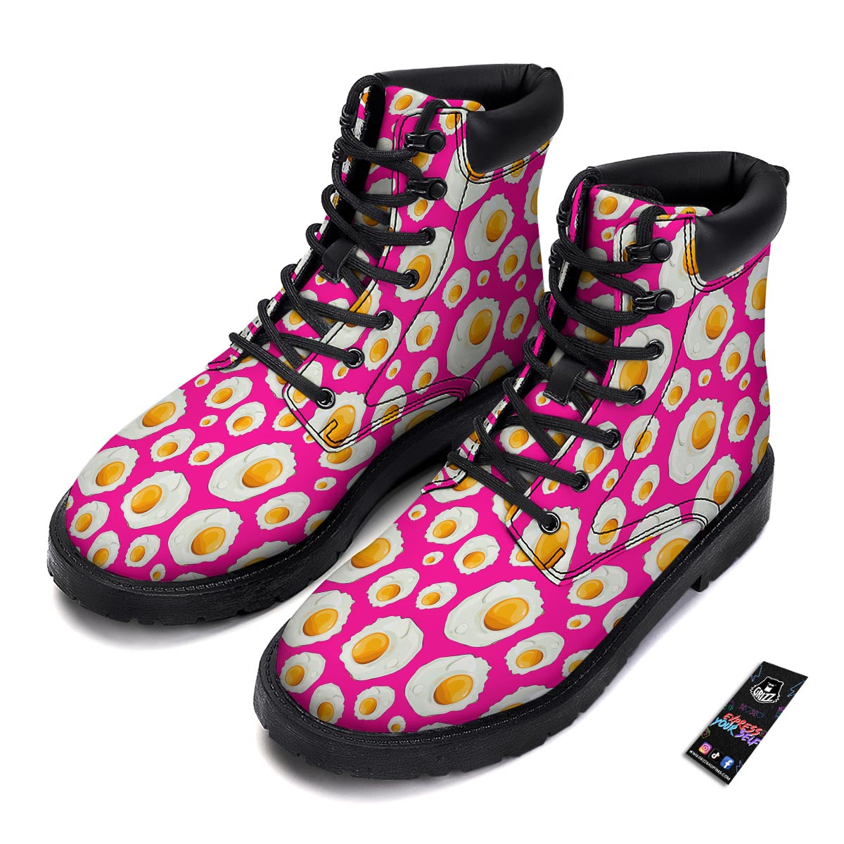 Fried Eggs Pink Print Pattern Boots-grizzshop