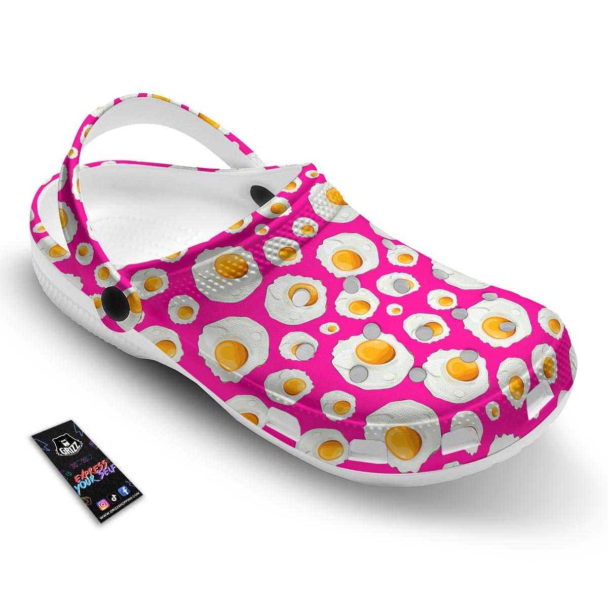 Fried Eggs Pink Print Pattern Clog-grizzshop