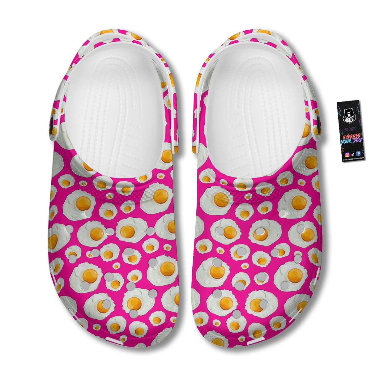 Fried Eggs Pink Print Pattern Clog-grizzshop