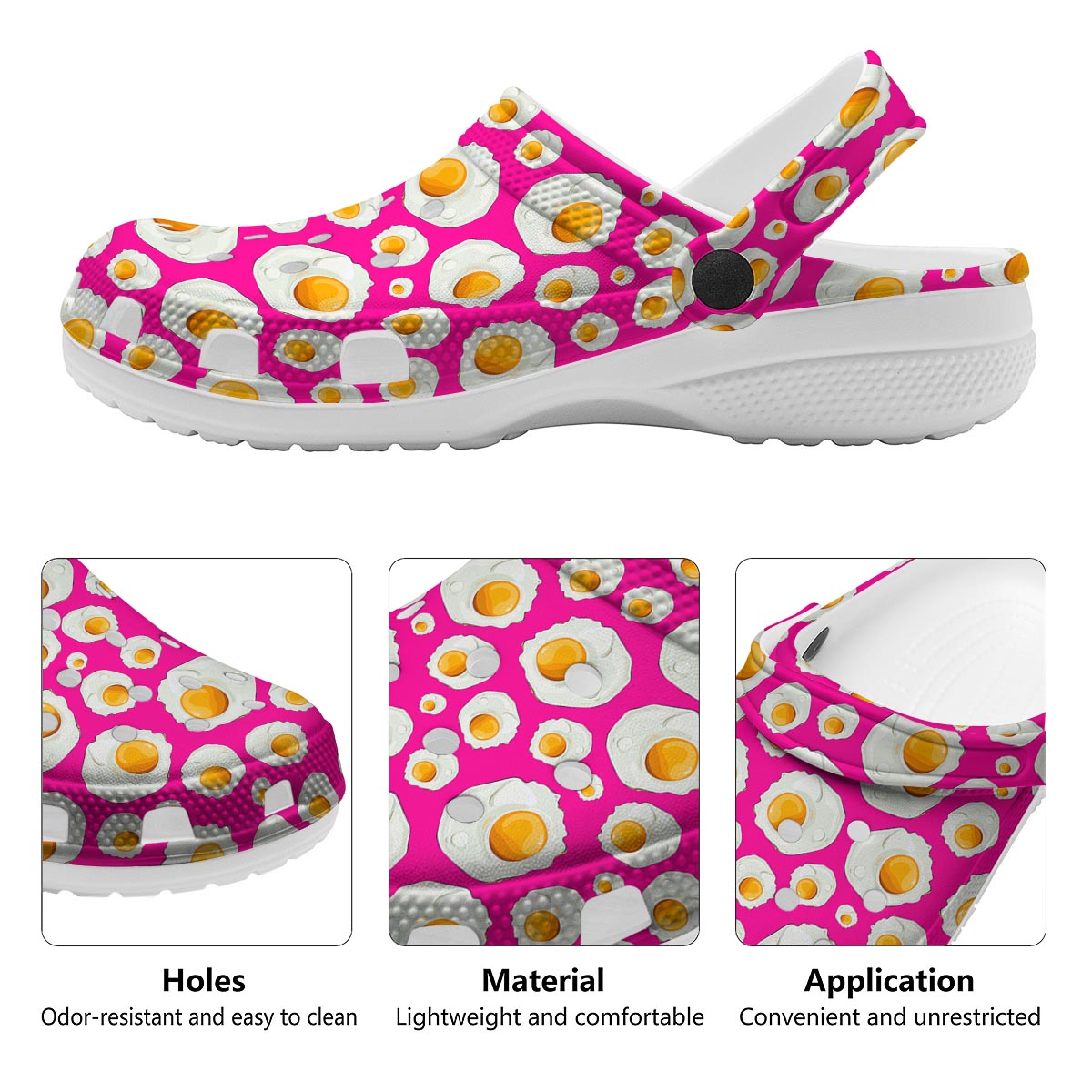 Fried Eggs Pink Print Pattern Clog-grizzshop
