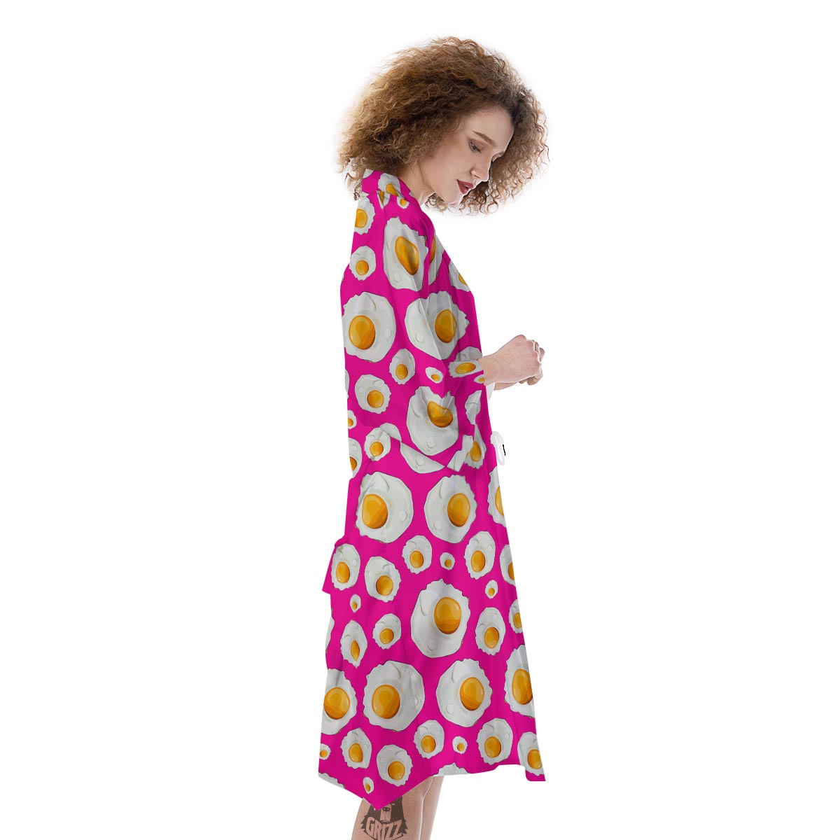 Fried Eggs Pink Print Pattern Kimono-grizzshop