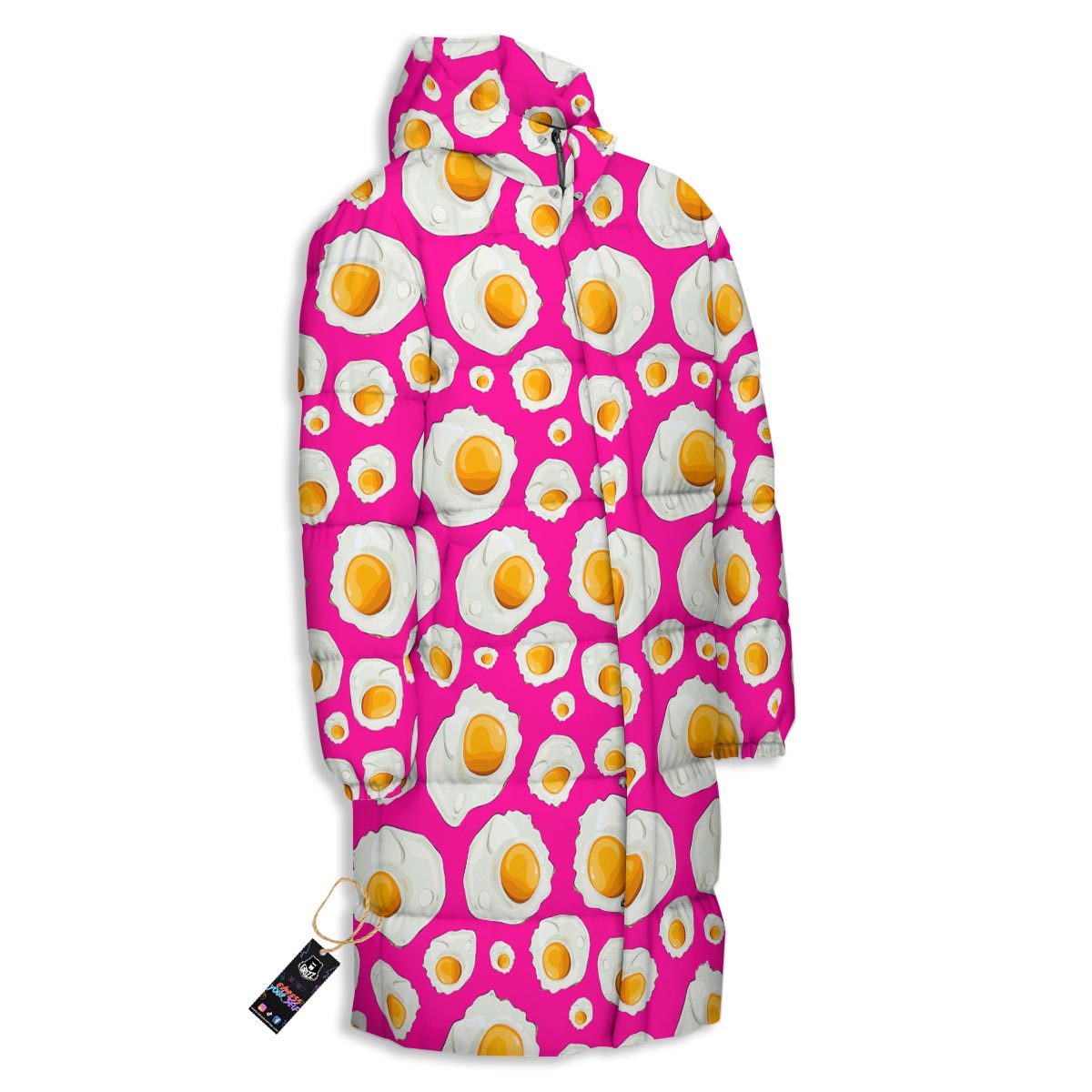 Fried Eggs Pink Print Pattern Long Down Jacket-grizzshop