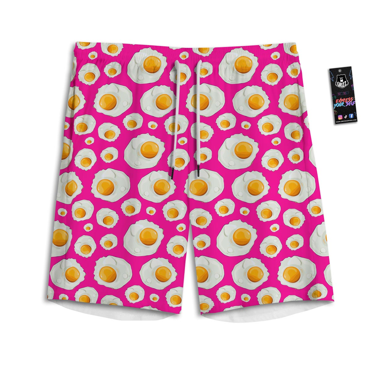 Fried Eggs Pink Print Pattern Men's Athletic Shorts