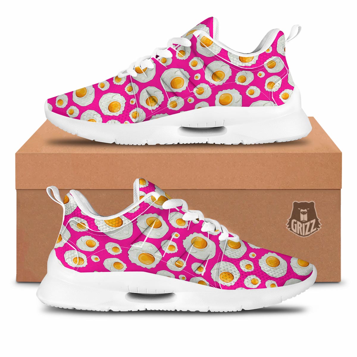 Fried Eggs Pink Print Pattern Tennis Shoes-grizzshop
