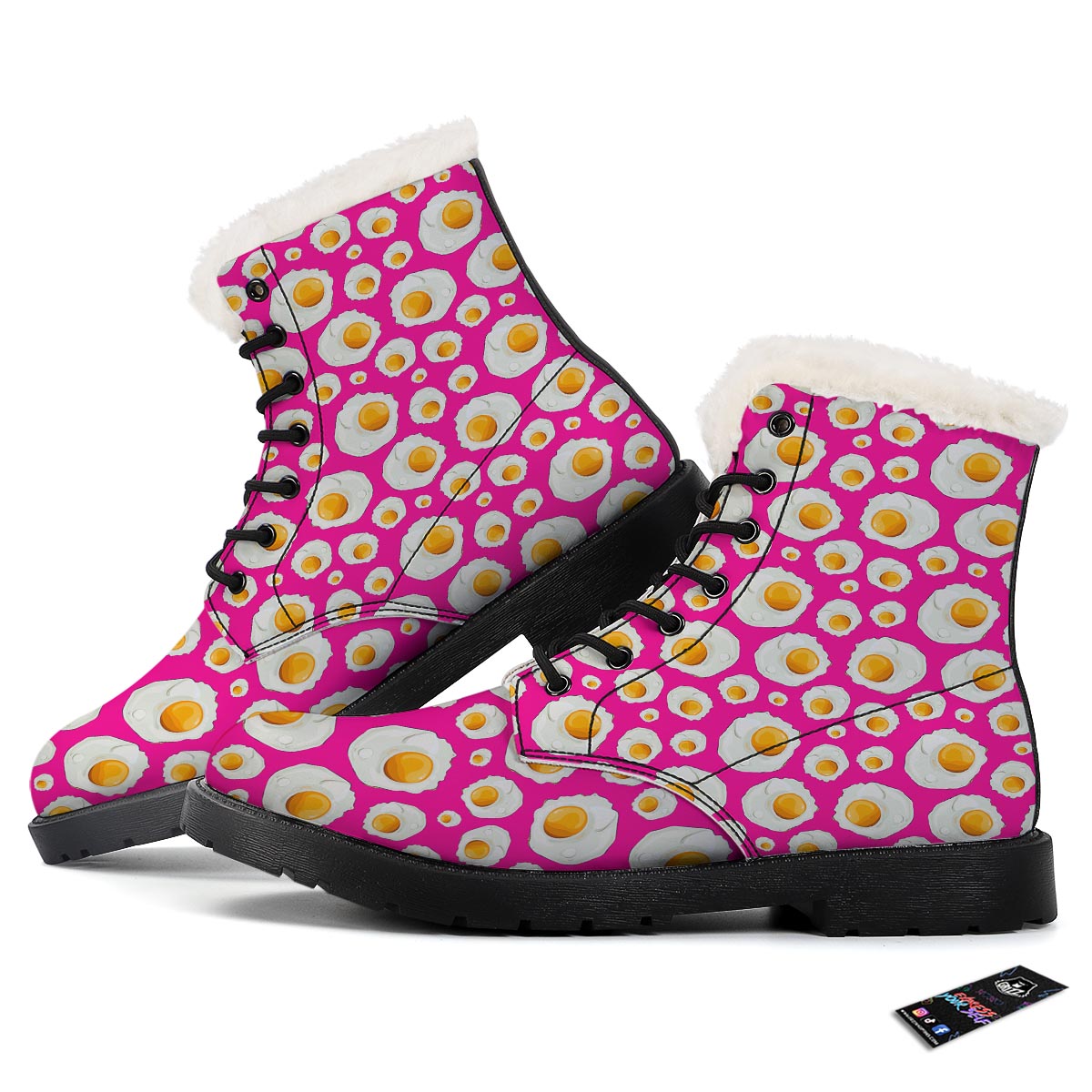 Fried Eggs Pink Print Pattern Winter Boots-grizzshop