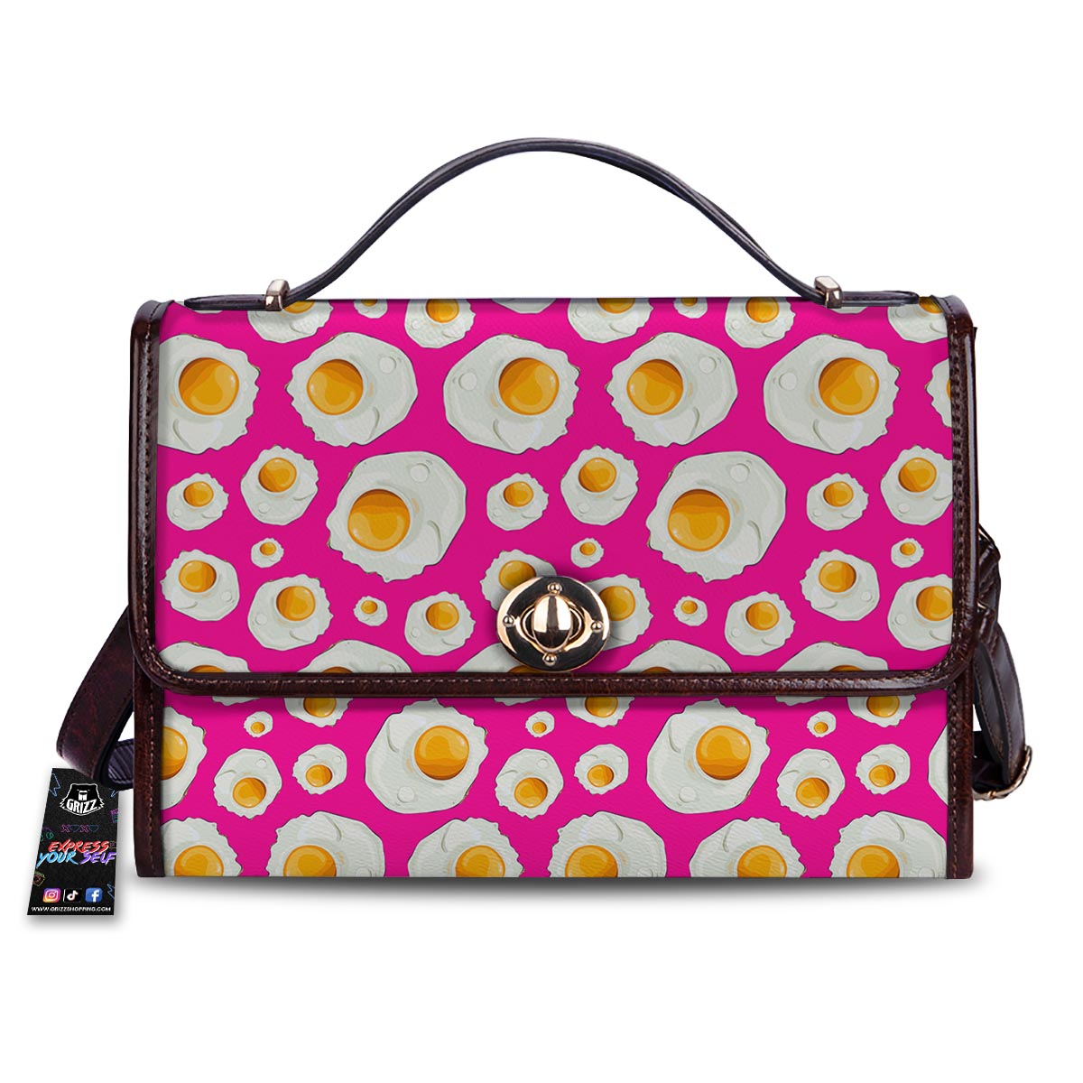 Fried Eggs Pink Print Pattern Women's Satchel Bag-grizzshop