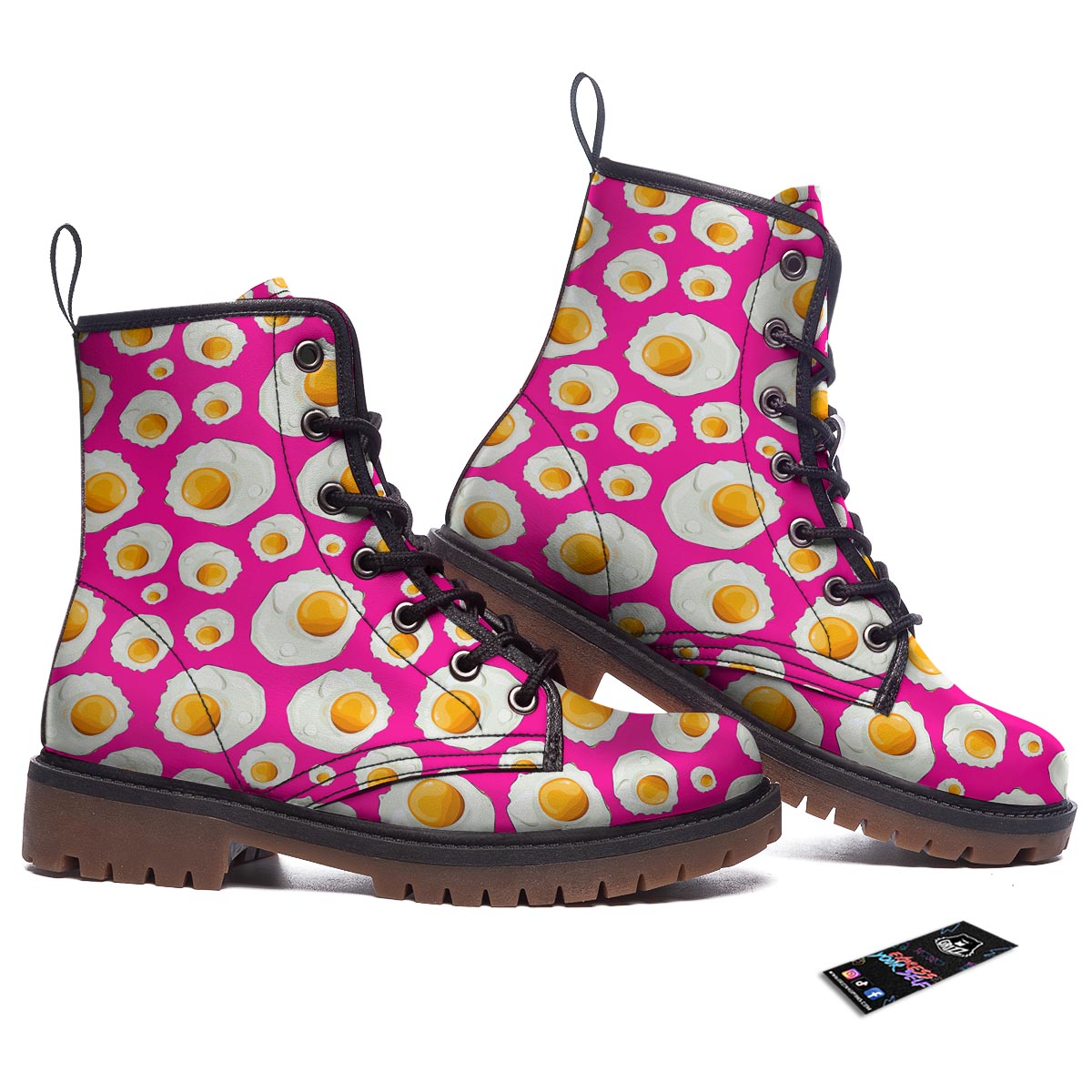 Fried Eggs Pink Print Pattern Work Boots-grizzshop