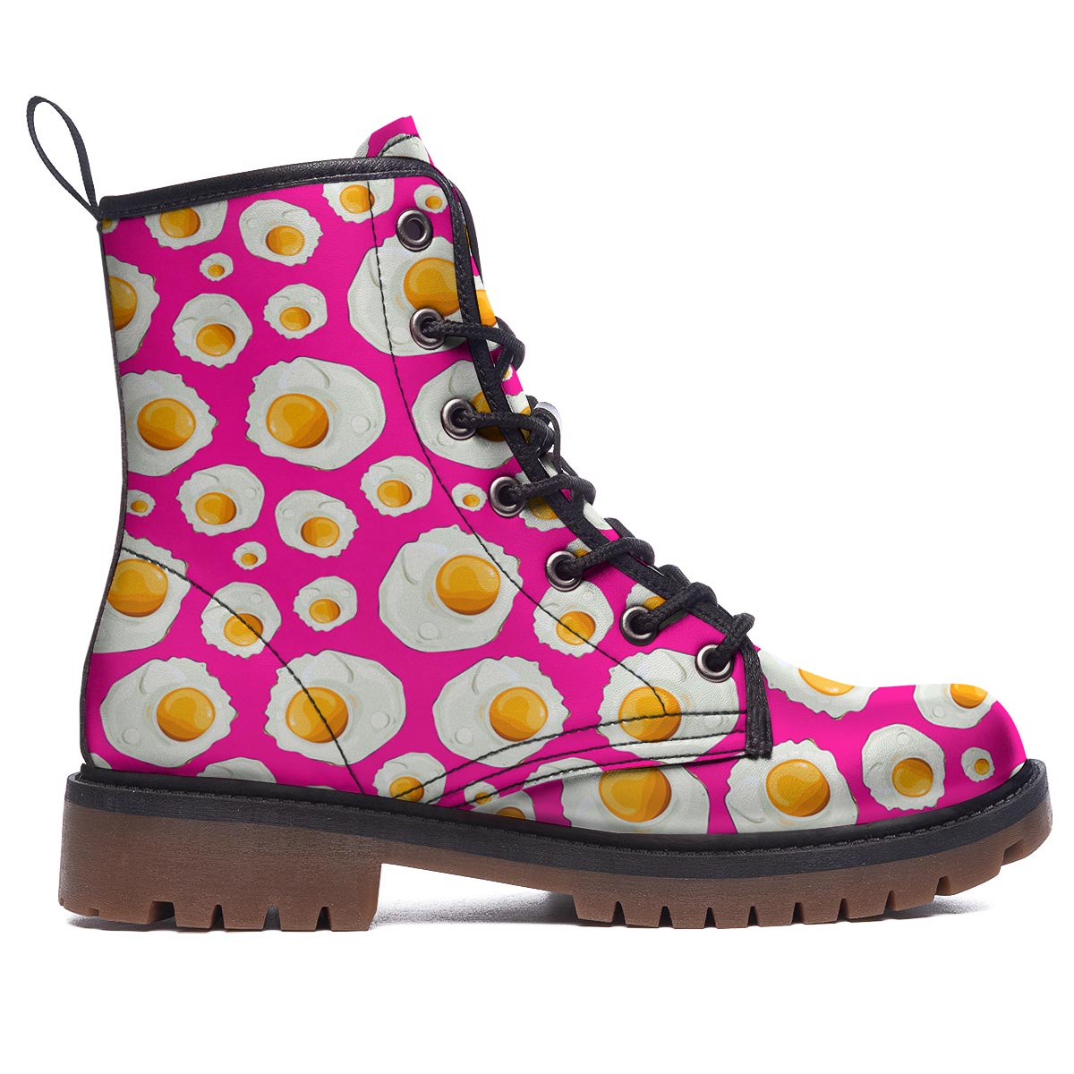 Fried Eggs Pink Print Pattern Work Boots-grizzshop