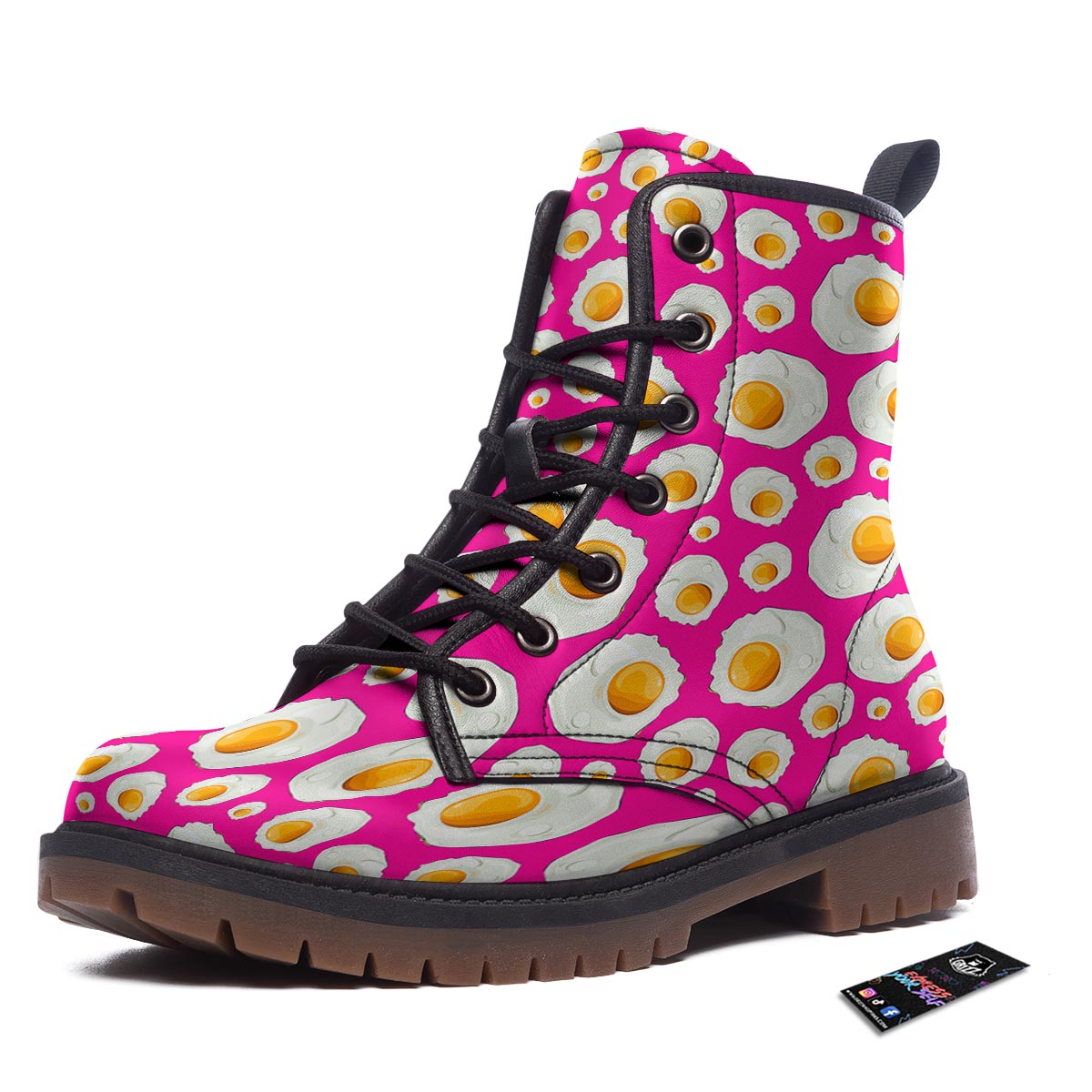 Fried Eggs Pink Print Pattern Work Boots-grizzshop