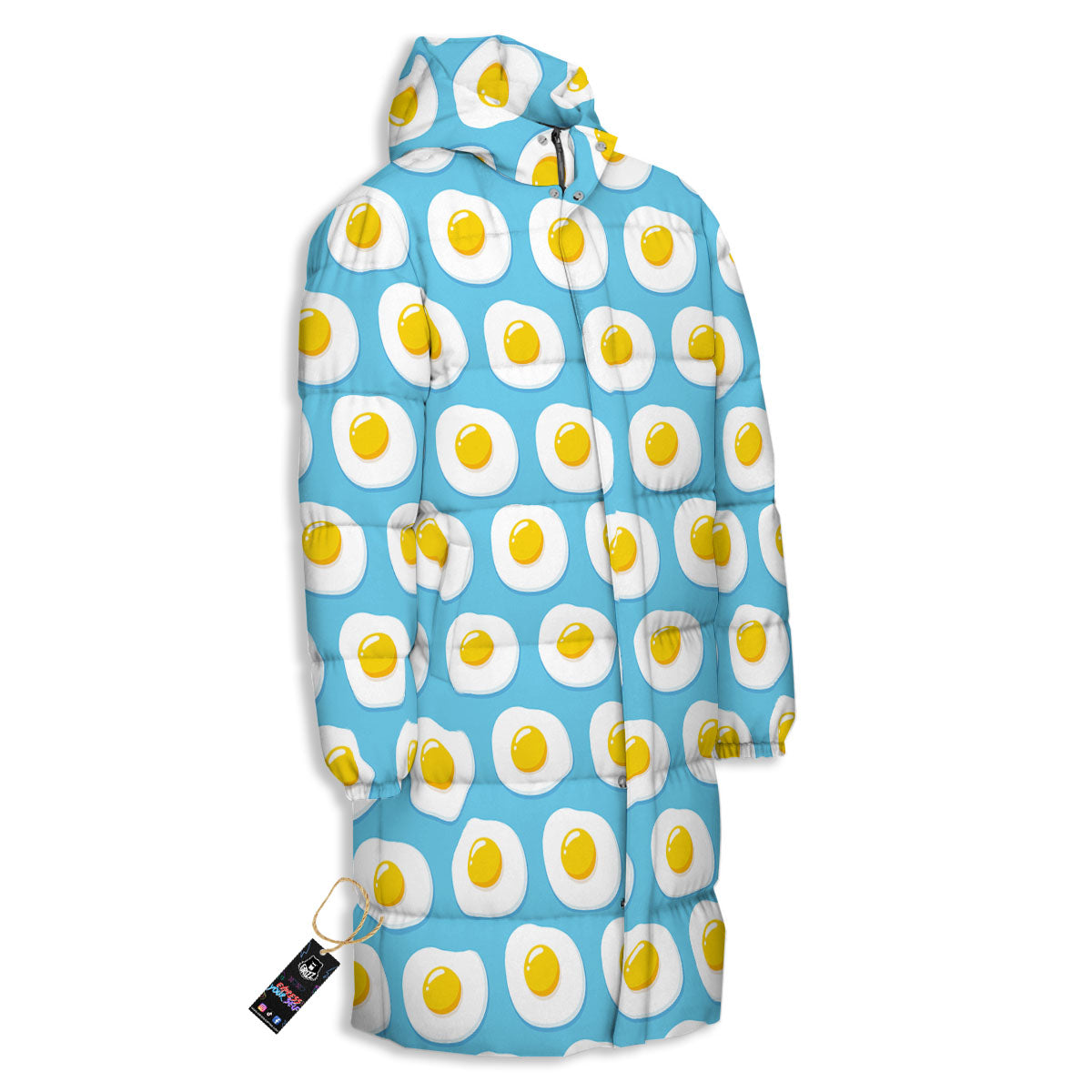 Fried Eggs Blue Print Pattern Long Down Jacket