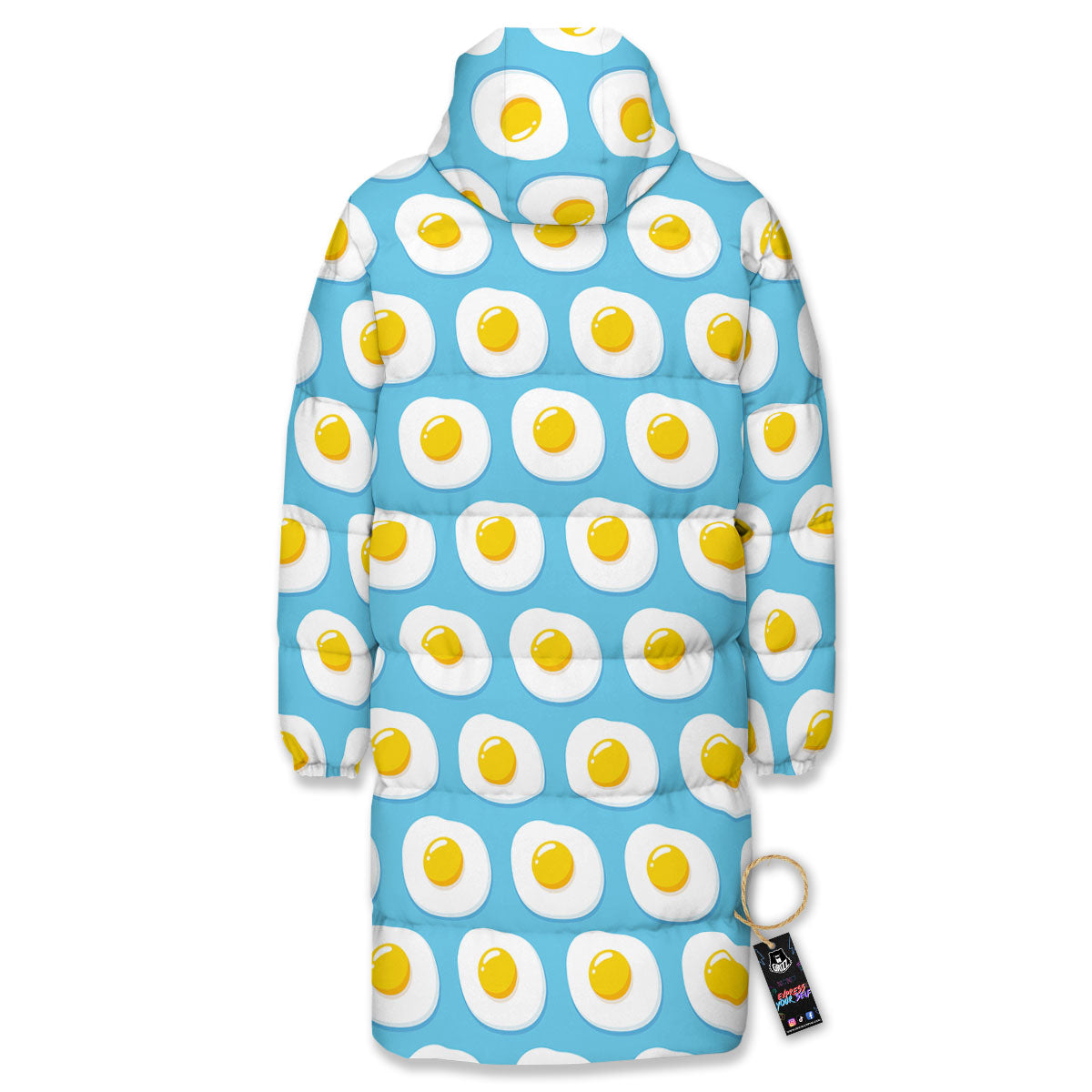 Fried Eggs Blue Print Pattern Long Down Jacket