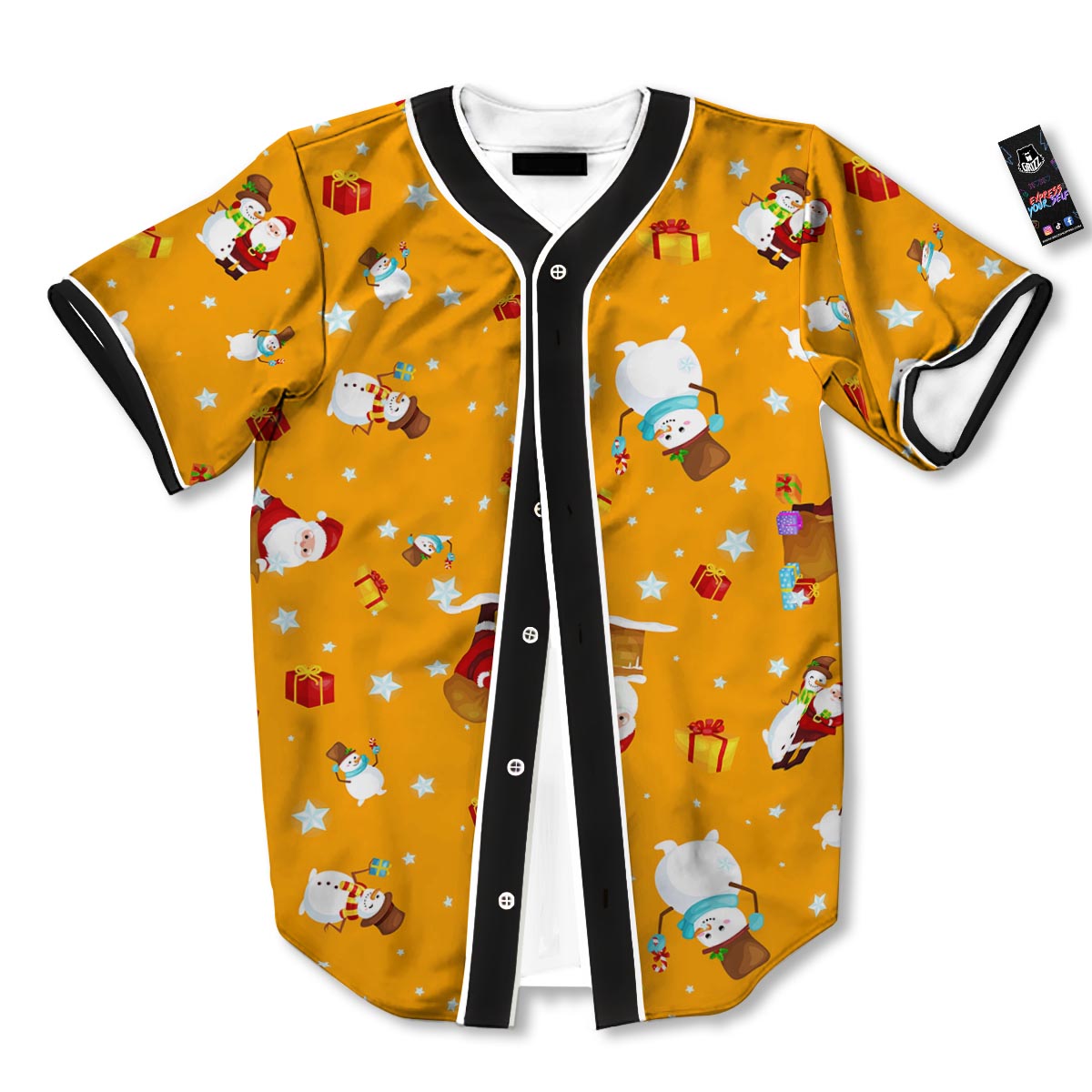 Friends And Santa Claus Print Pattern Baseball Jersey-grizzshop