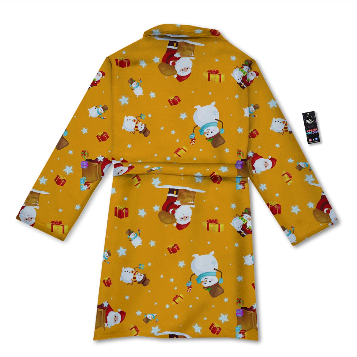 Friends And Santa Claus Print Pattern Bathrobe-grizzshop