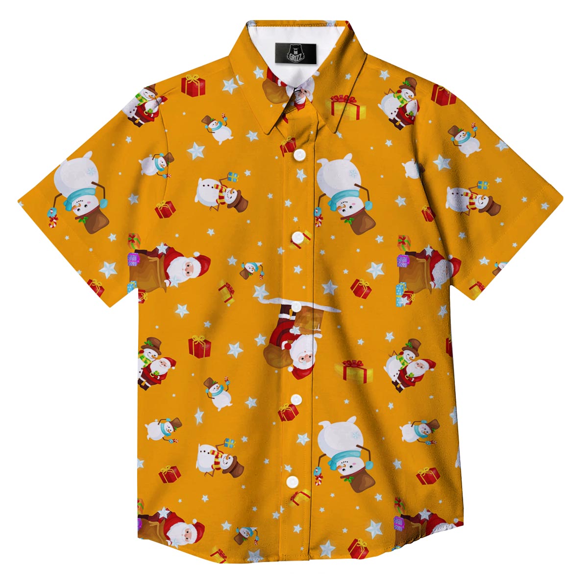 Friends And Santa Claus Print Pattern Button Up Shirt-grizzshop