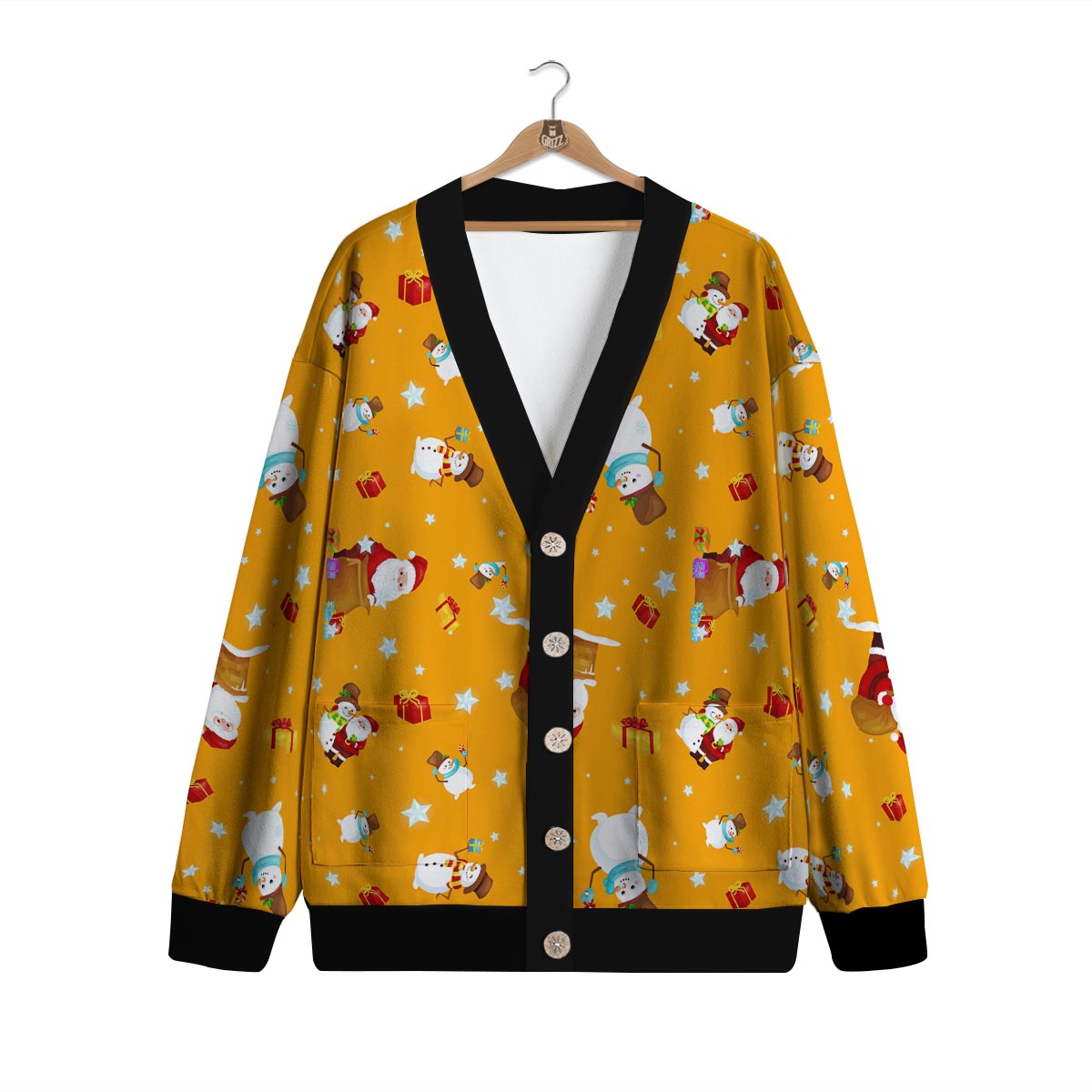 Friends And Santa Claus Print Pattern Cardigan-grizzshop