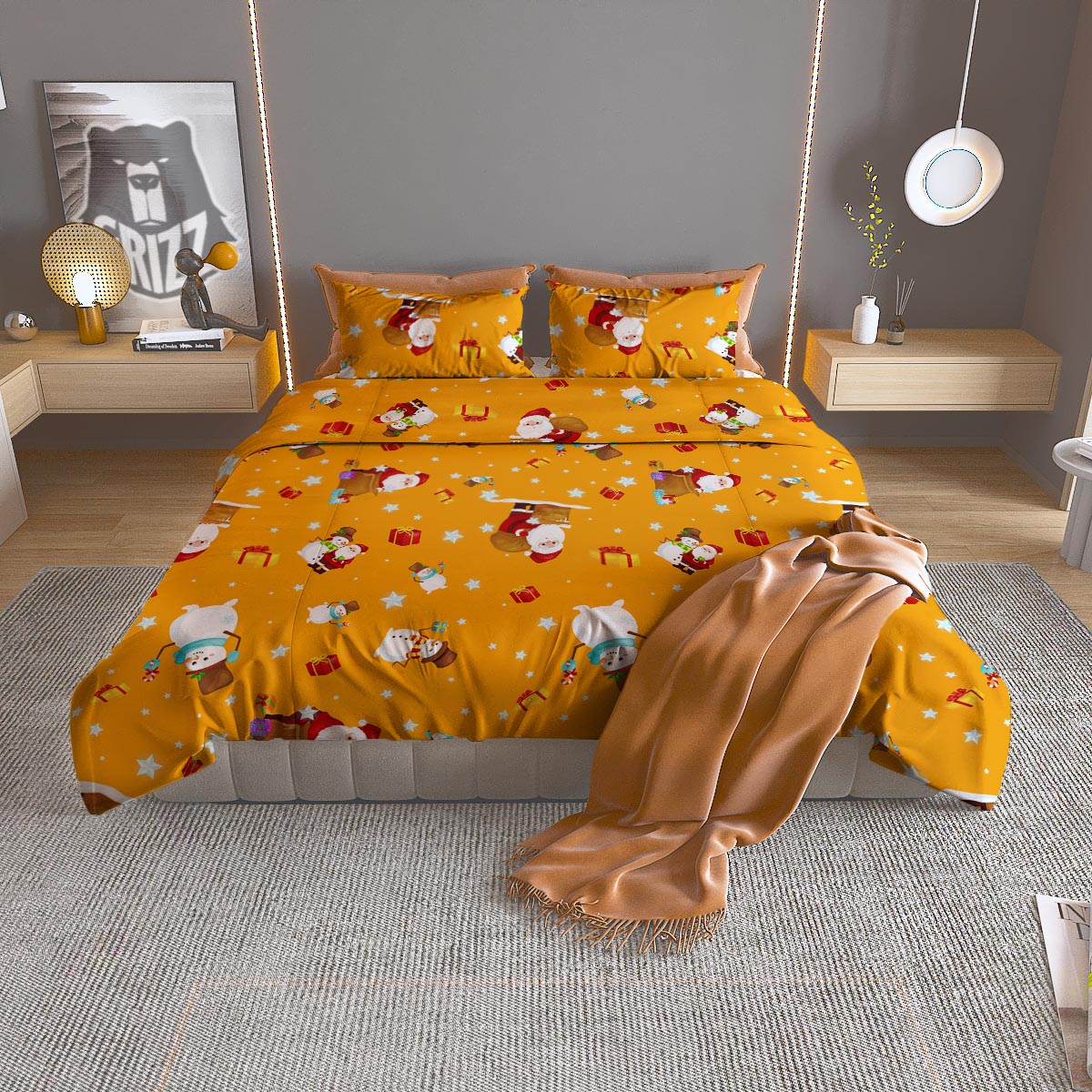 Forest Sunrise Print Duvet Cover Bedding Set