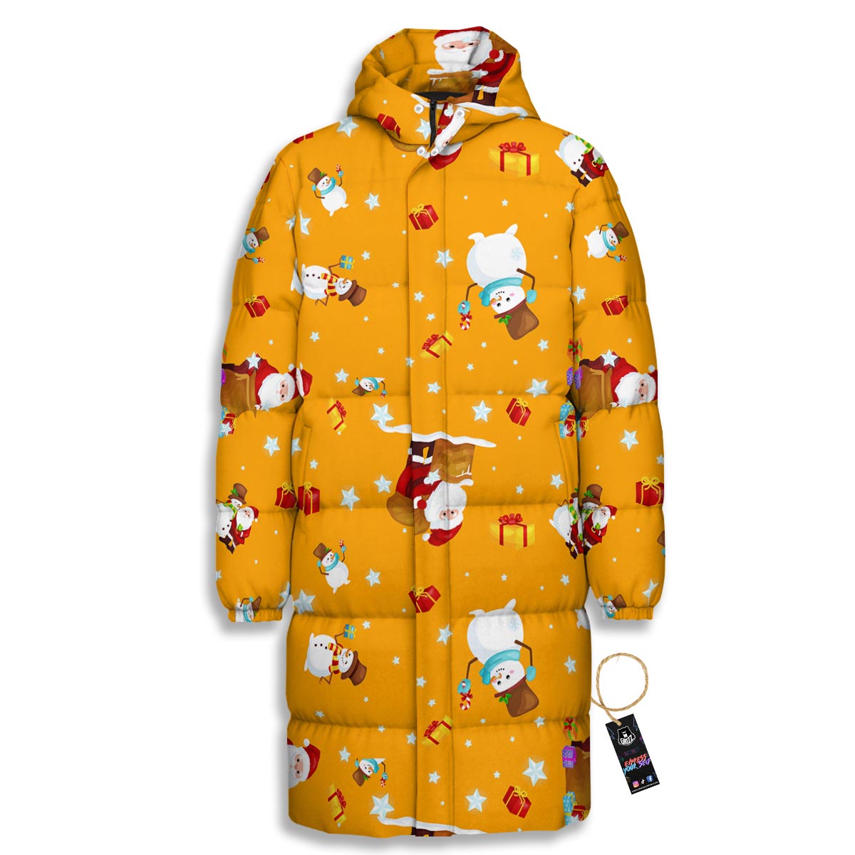 Friends And Santa Claus Print Pattern Long Down Jacket-grizzshop