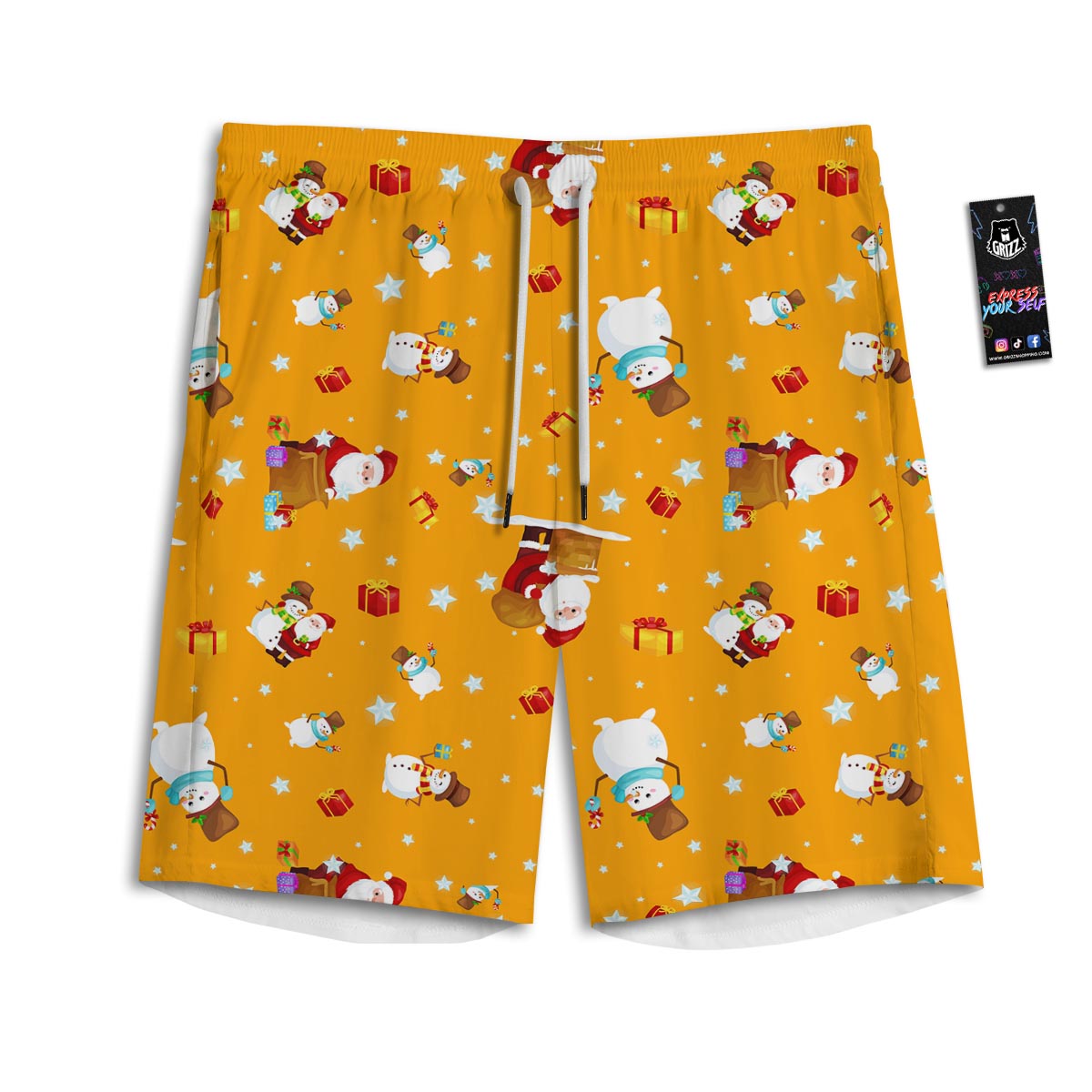 Friends And Santa Claus Print Pattern Men's Athletic Shorts