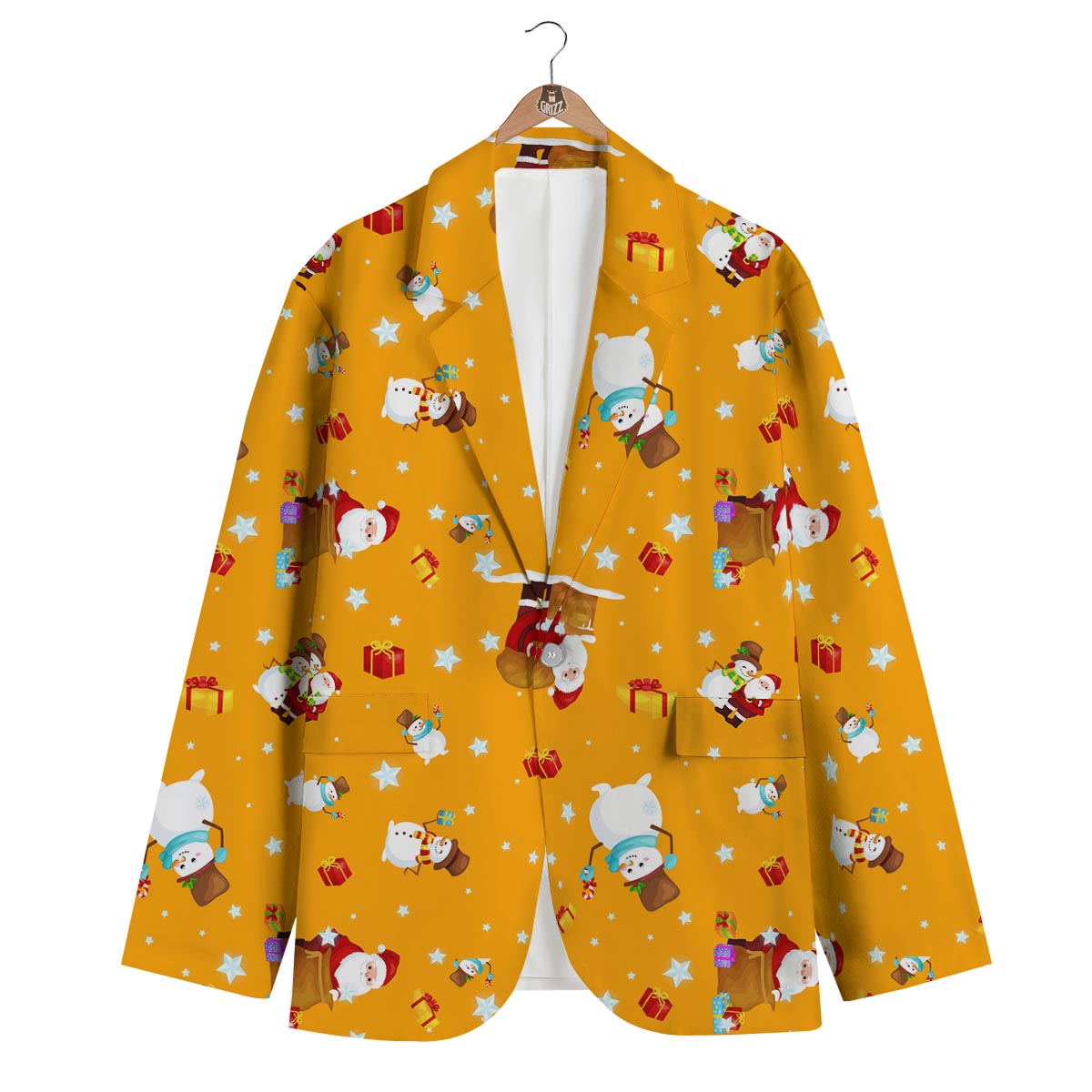 Friends And Santa Claus Print Pattern Men's Blazer-grizzshop