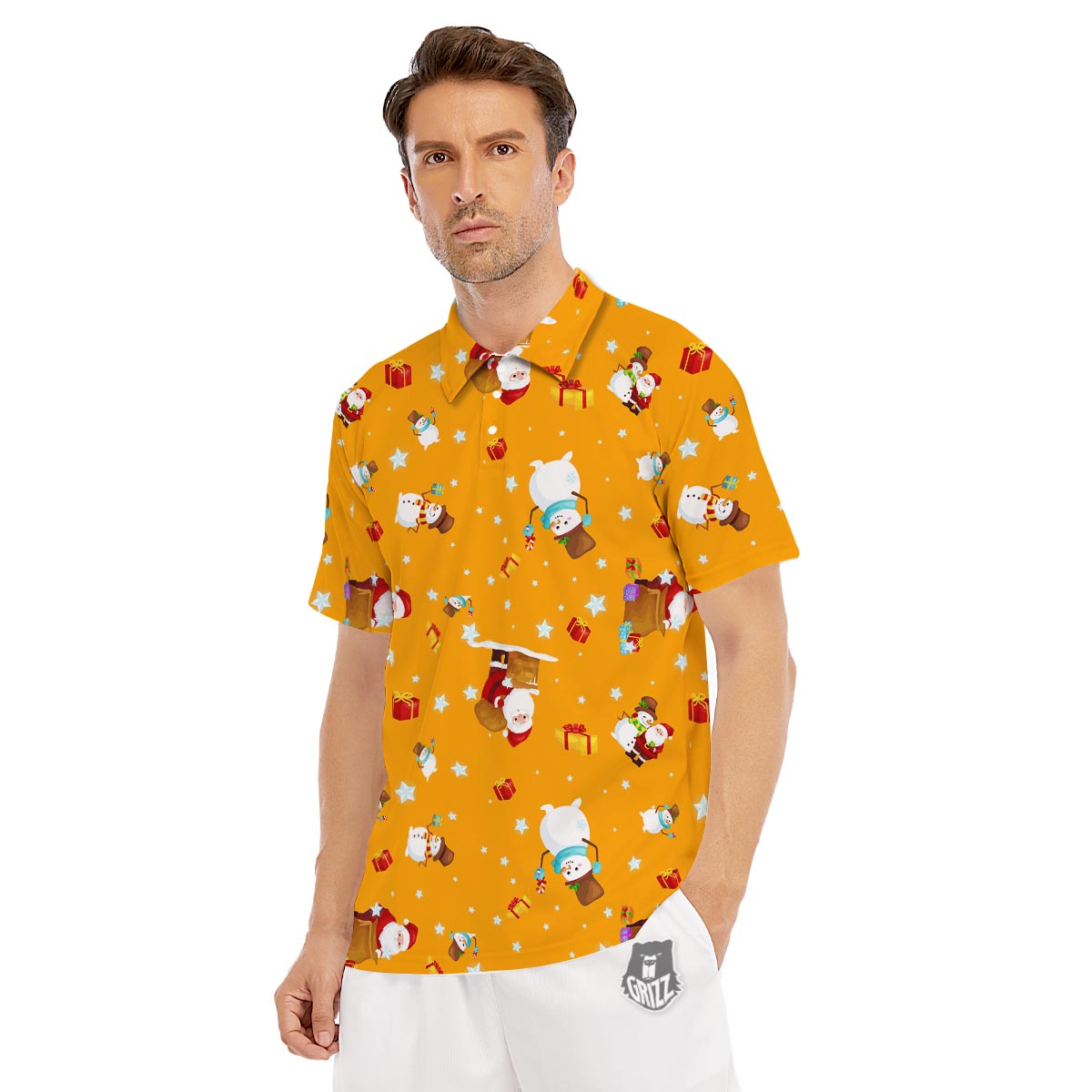 Friends And Santa Claus Print Pattern Men's Golf Shirts-grizzshop