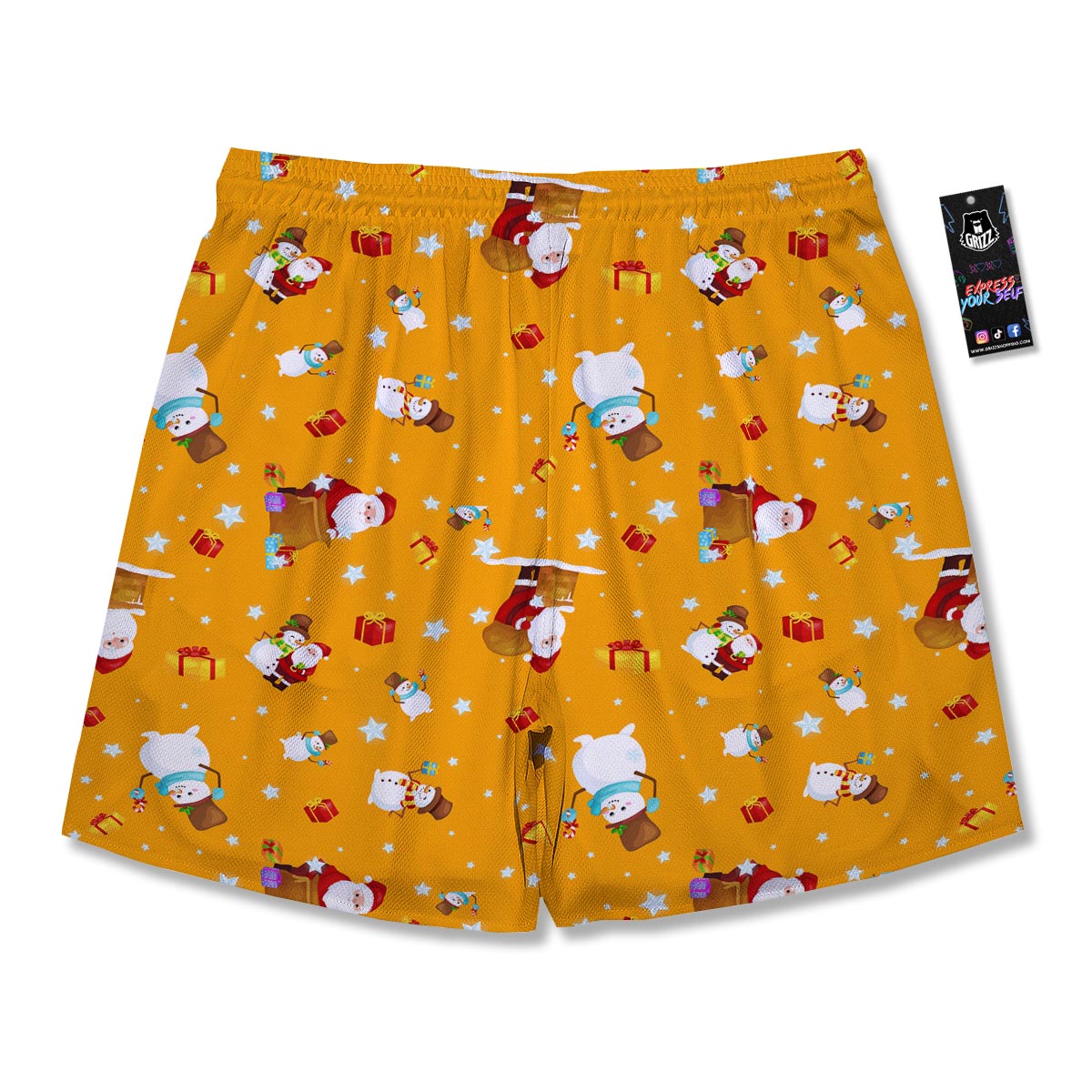 Friends And Santa Claus Print Pattern Men's Running Shorts-grizzshop