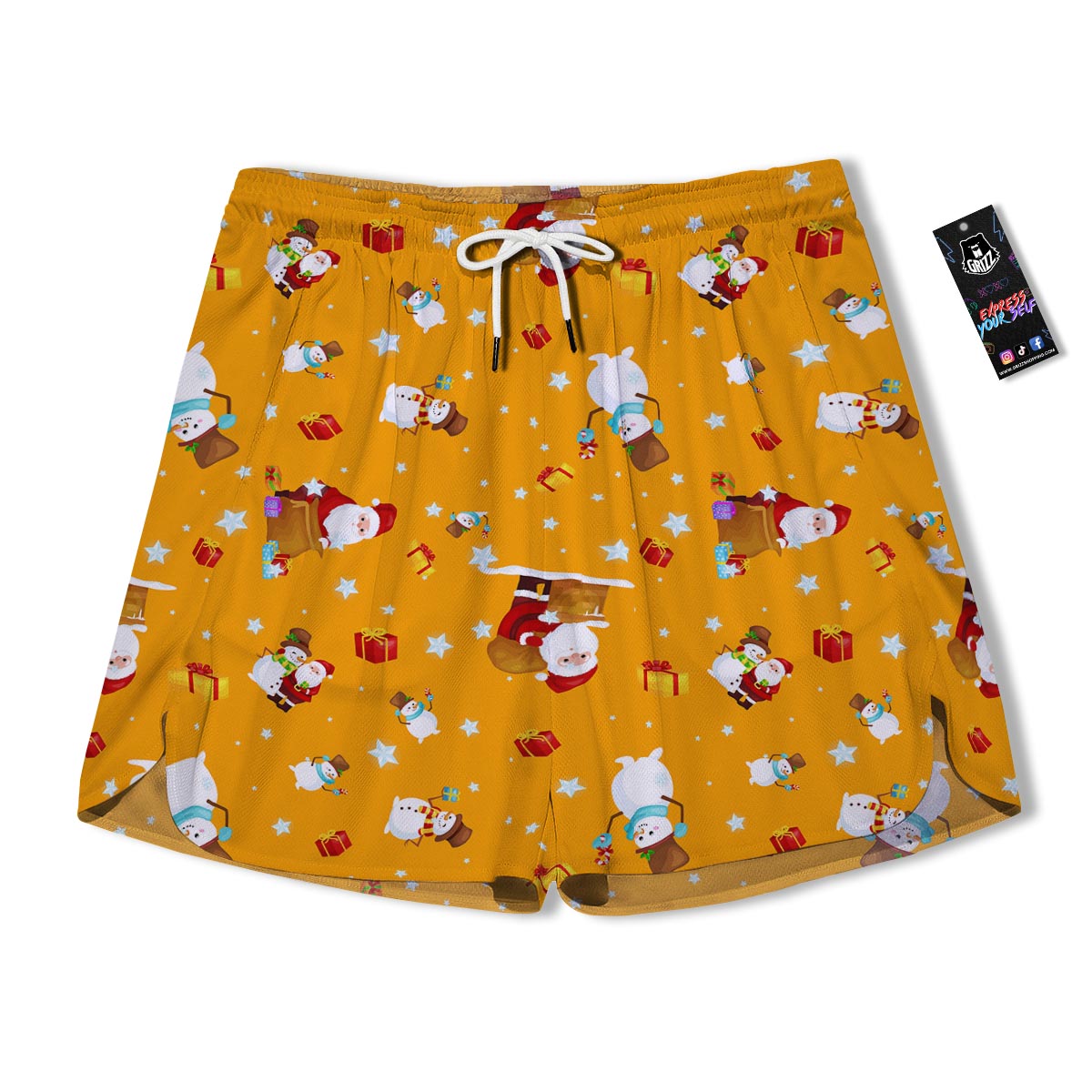 Friends And Santa Claus Print Pattern Men's Running Shorts-grizzshop