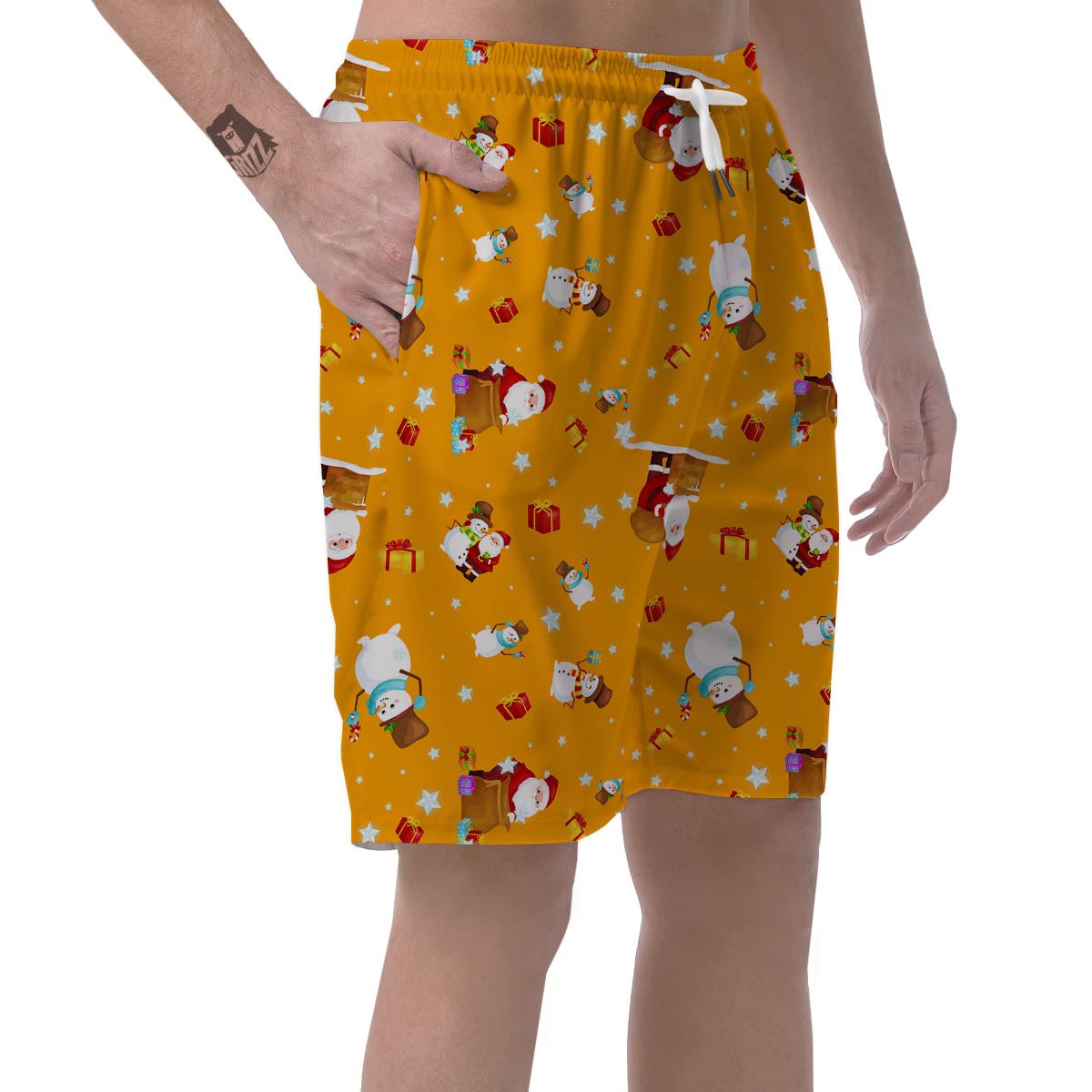 Friends And Santa Claus Print Pattern Men's Shorts-grizzshop