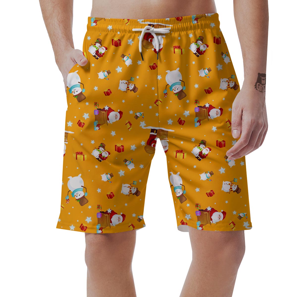 Friends And Santa Claus Print Pattern Men's Shorts-grizzshop