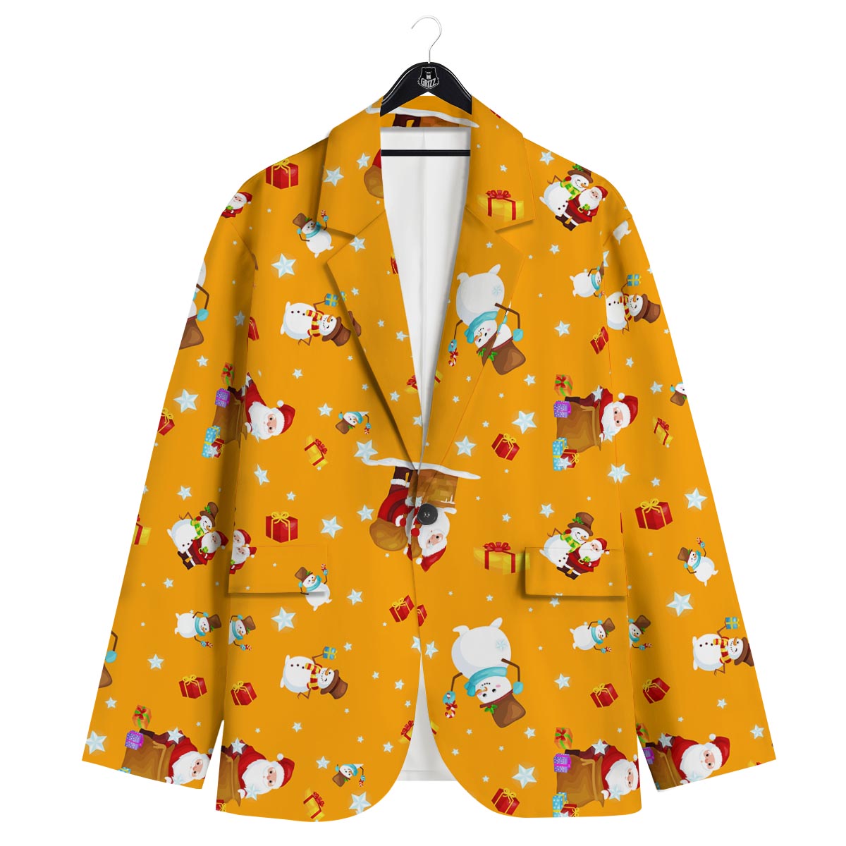 Friends And Santa Claus Print Pattern Men's Sport Coat-grizzshop