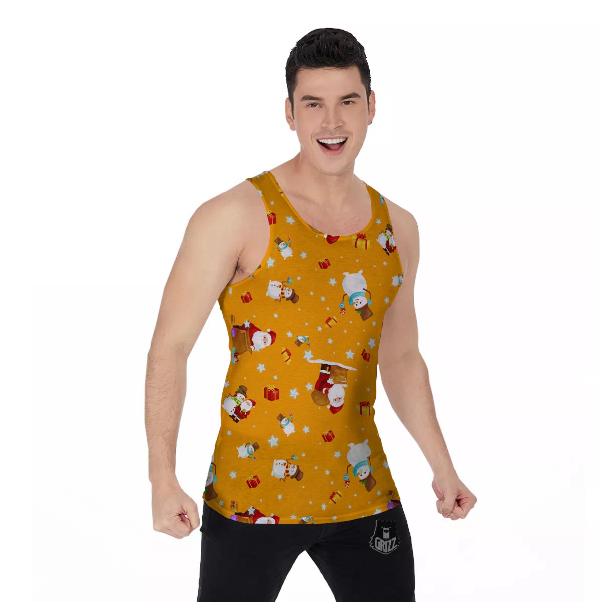 Friends And Santa Claus Print Pattern Men's Tank Top-grizzshop