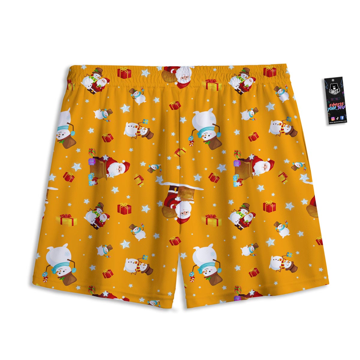 Friends And Santa Claus Print Pattern Mesh Shorts