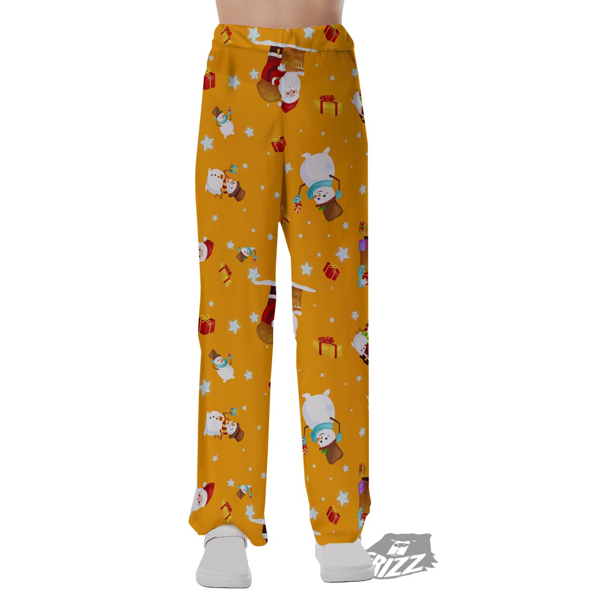 Friends And Santa Claus Print Pattern Pajama Pants-grizzshop
